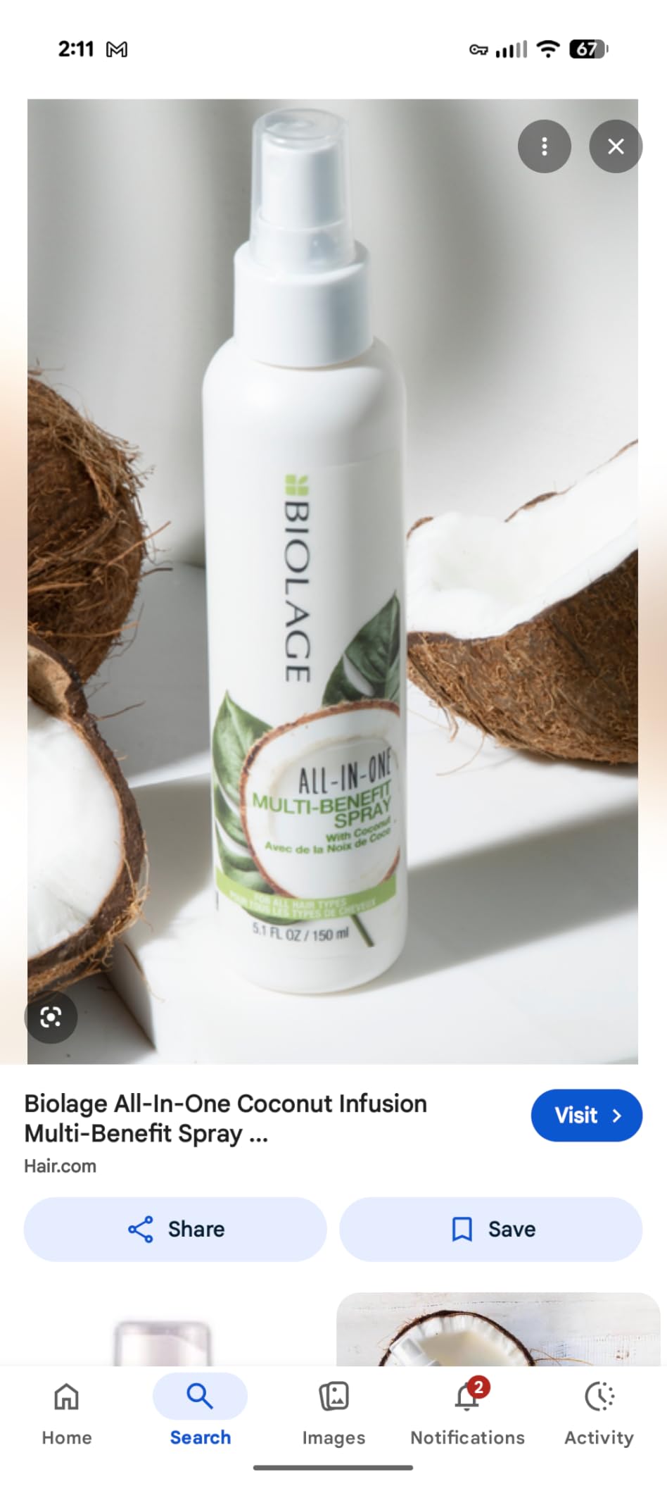 Biolage All-In-One Multi-Benefit Spray - Leave-In Treatment, Heat Protectant, Shine, Frizz Control, For All Hair Types, Coconut Oil, Vegan & Paraben-Free customer photo 1