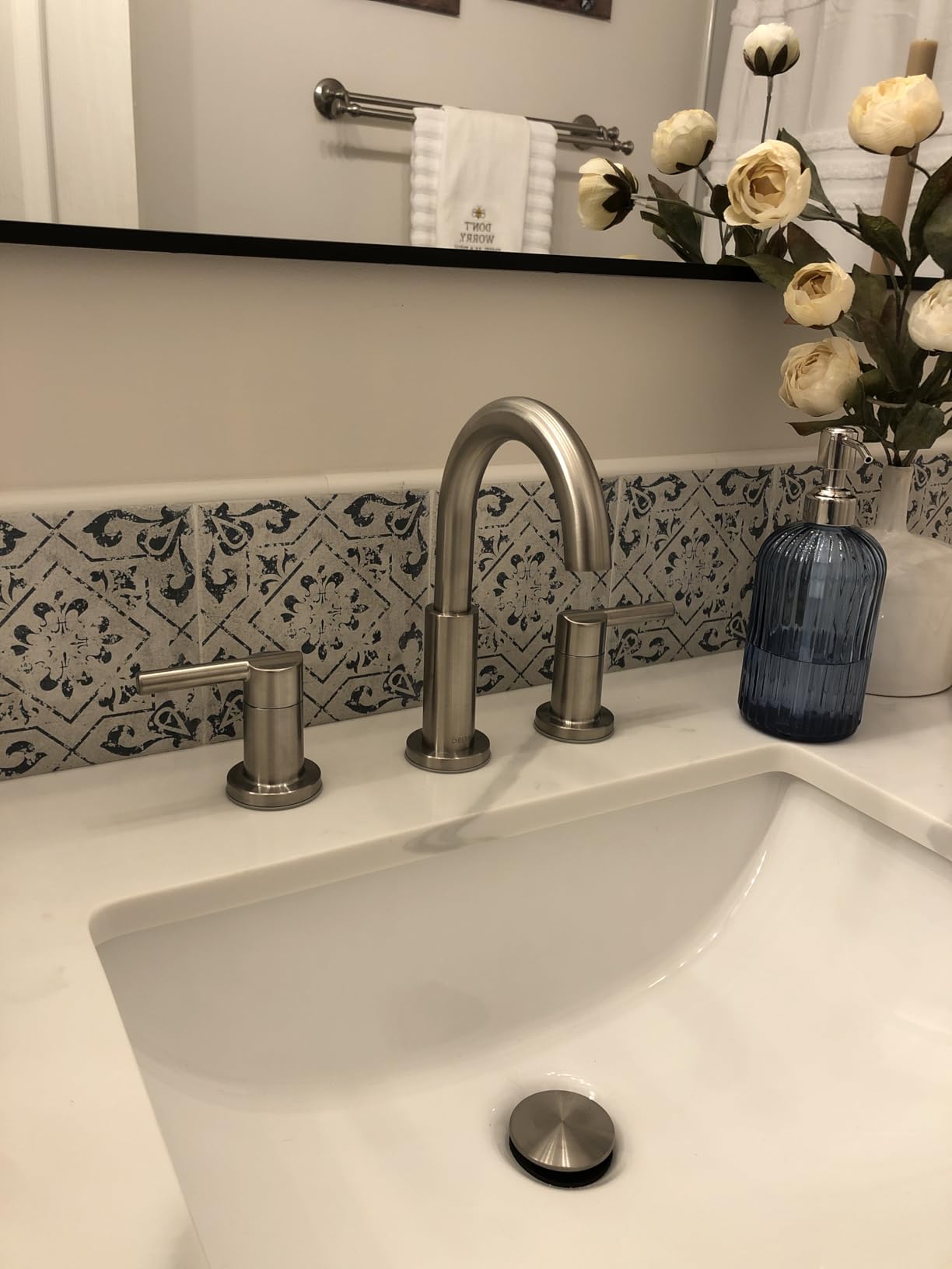 Delta Nicoli Brushed Nickel Faucet 3 Hole, 8 Inch Widespread Bathroom Sink Faucet for Vanity, Push-Pop Drain Assembly, Stainless 35749LF-SS customer photo 2