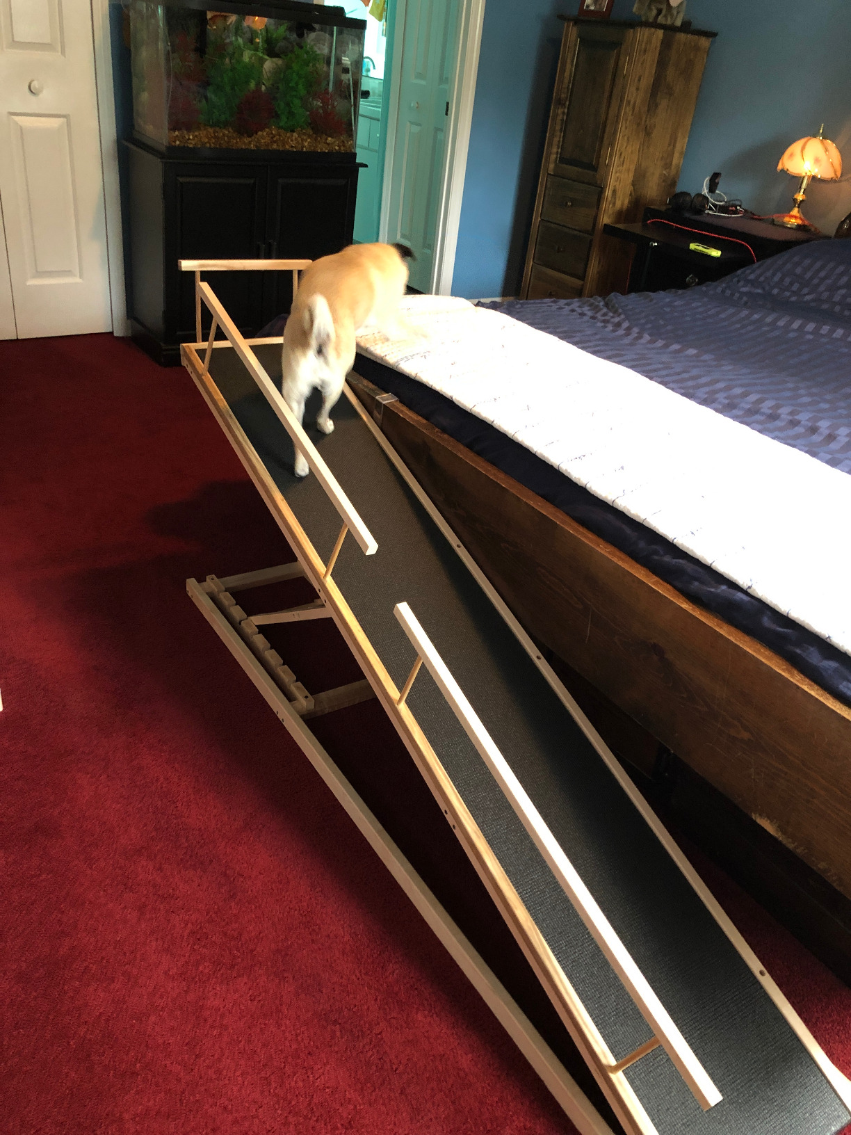 Dog Ramp for Bed, by DoggoRamps - Solid Hardwood Dog Ramp for High Beds (Adjustable up to 37