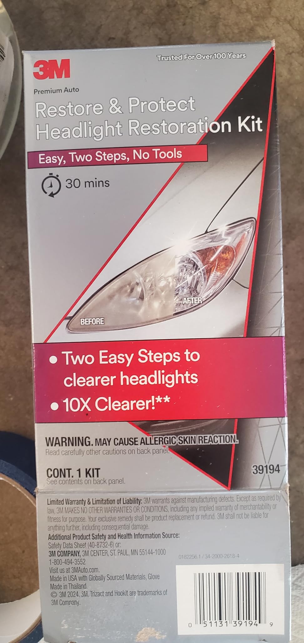 3M Auto Restore and Protect Headlight Restoration Kit, Use On Plastic Lenses, Headlights, Taillight, Fog Lights and More, Includes Sanding Discs, Headlight Clear Coat Wipes, Foam Pad and Glove (39194) customer photo 2