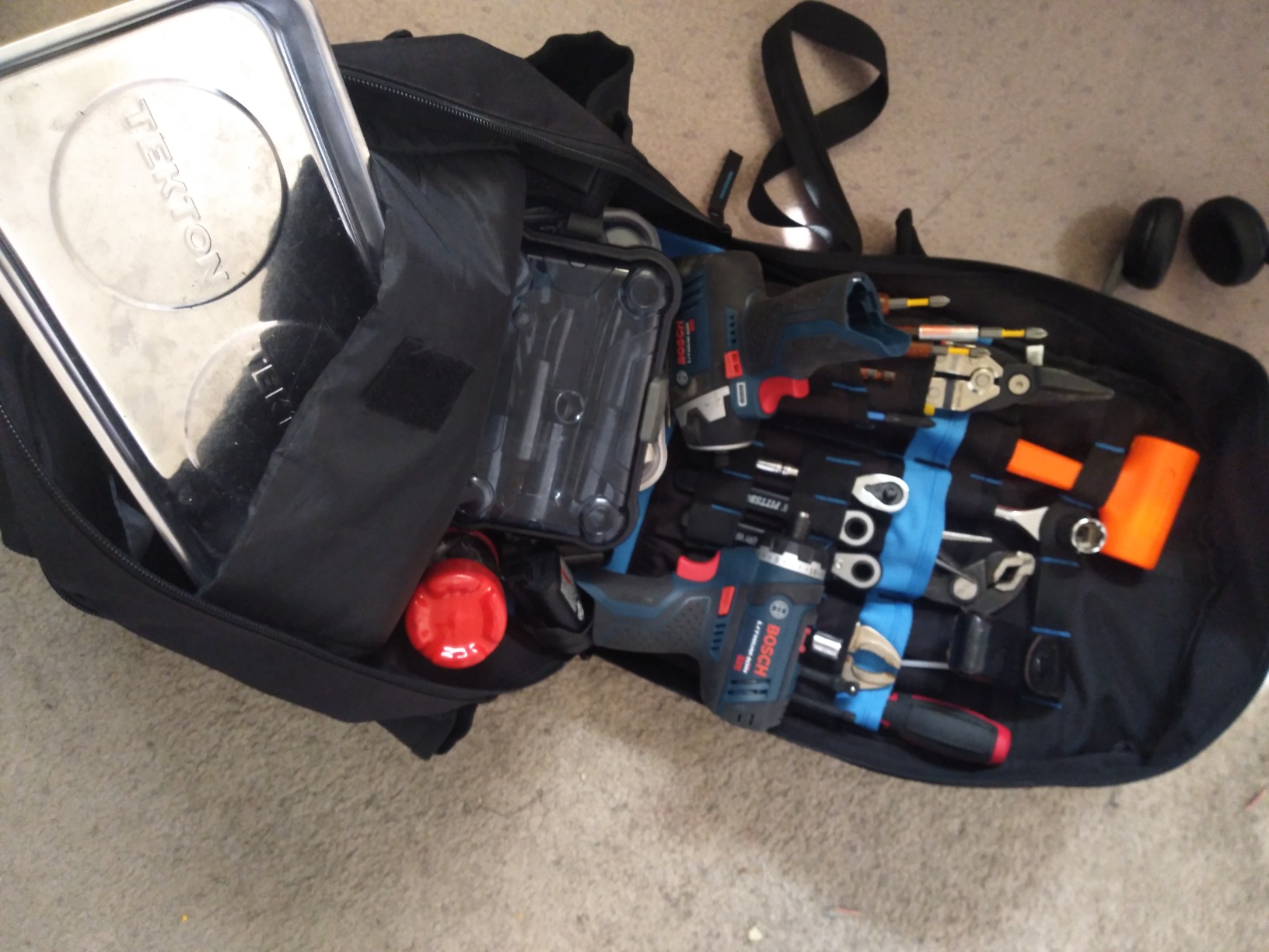 AUMTISC Tool Bag Backpack for Men, Heavy-Duty Tools Storage Organizer Work Bags Backpack for Construction Jobsite, Electrician, Industrial, Repairman, and HVAC Techs, Blue customer photo 2