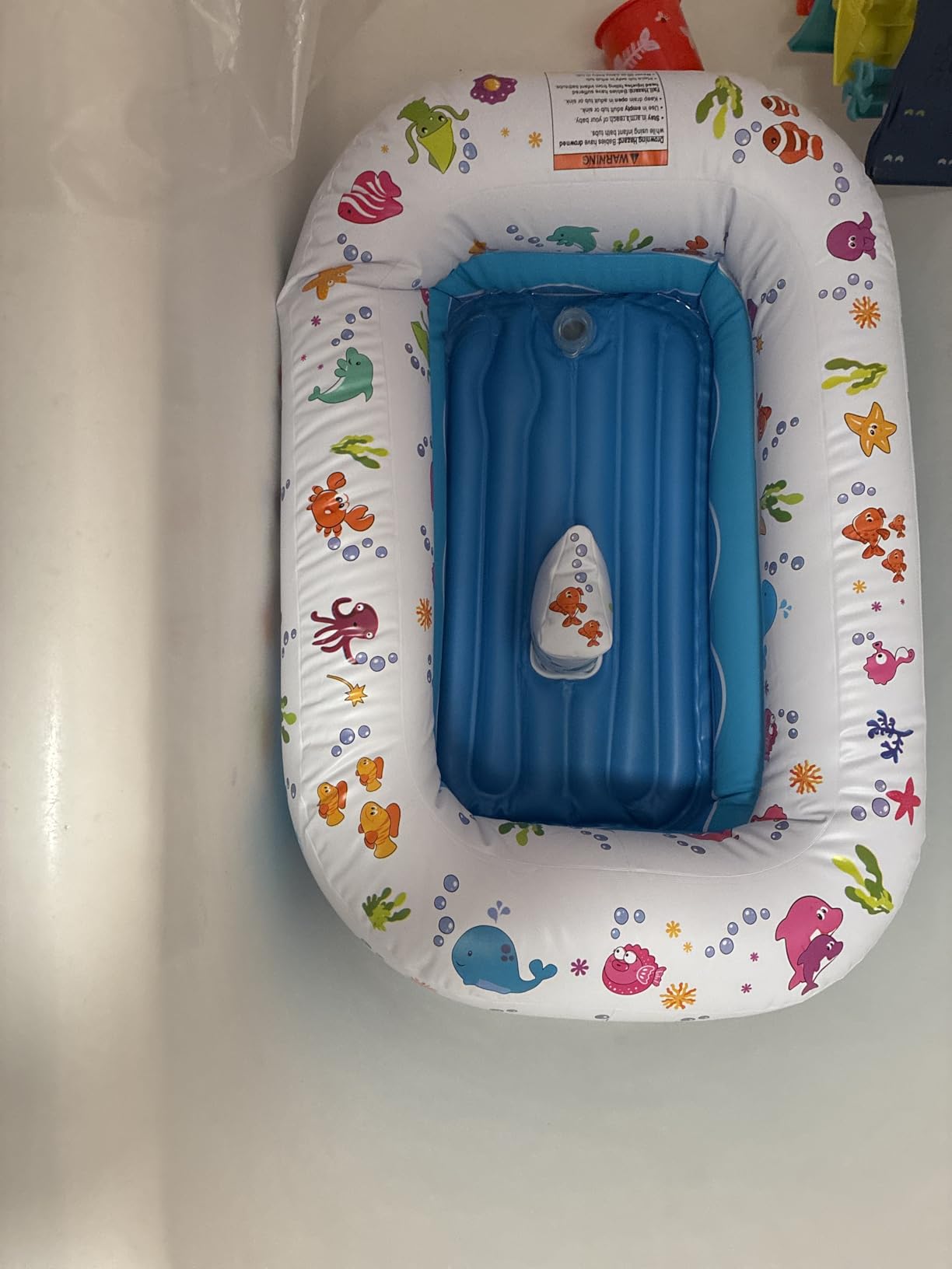 Mommy's Helper | Inflatable Under The Sea Baby Bathtub, Collapsible Safe Baby Bath Tub with Anti-Sliding Saddle Horn Seat, Must Have Travel Toddler Bath, Portable Bathtub Recommended Months 3 to 18 customer photo 1