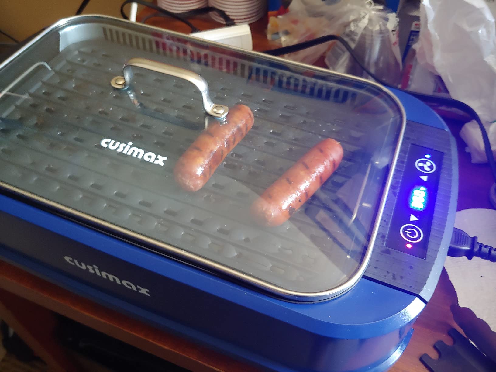Indoor Grill CUSIMAX Electric Smokeless Grill Portable Korean BBQ with Turbo Smoke Extractor Technology, Non-stick Removable Plate, Tempered Glass Lid, Great for Party(Single Plate) customer photo 2