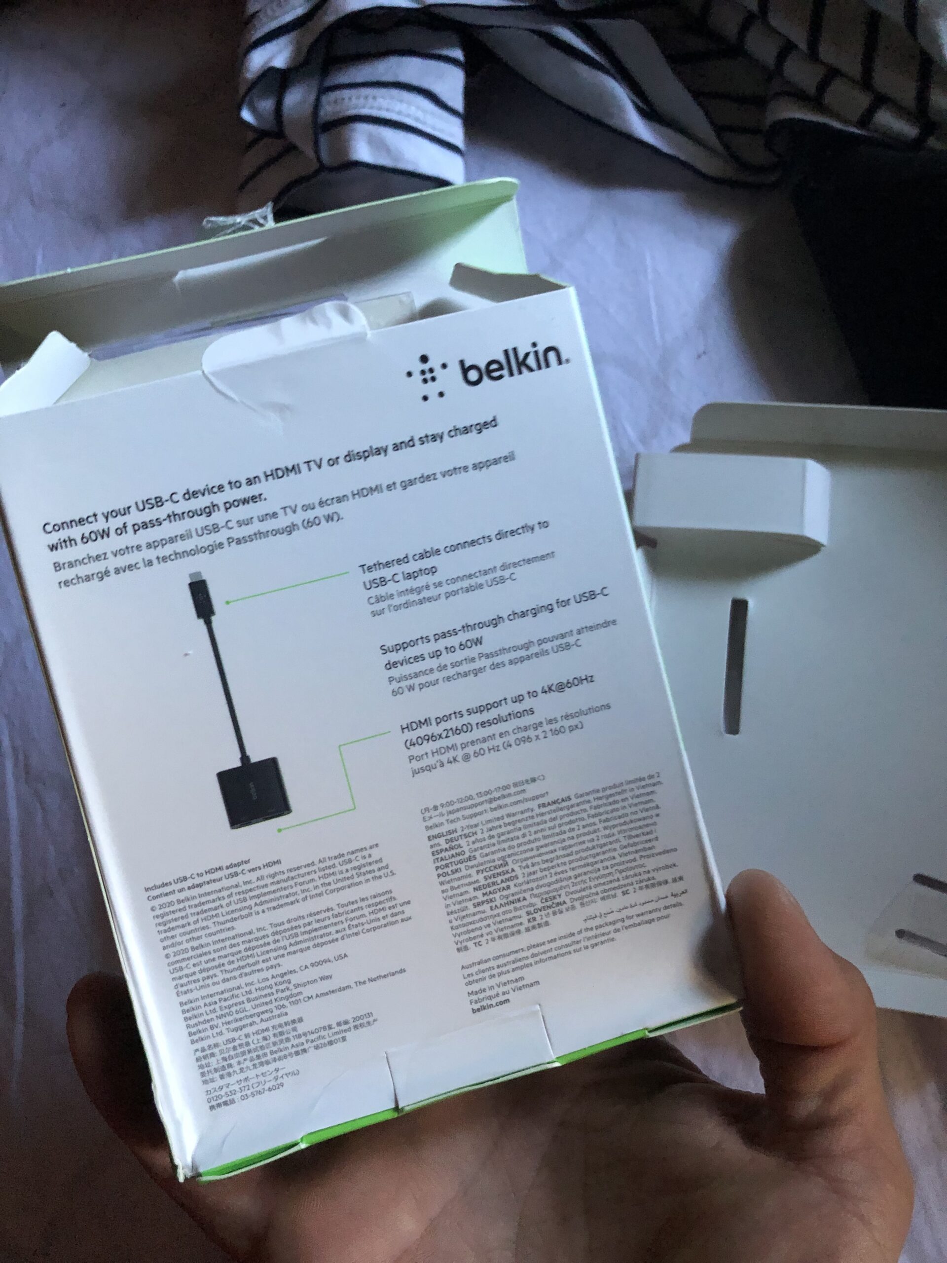 Belkin USB C to HDMI Adapter + USBC Charging Port to Charge While You Display, Supports 4K UHD Video, Passthrough Power up to 60W for Connected Devices customer photo 1