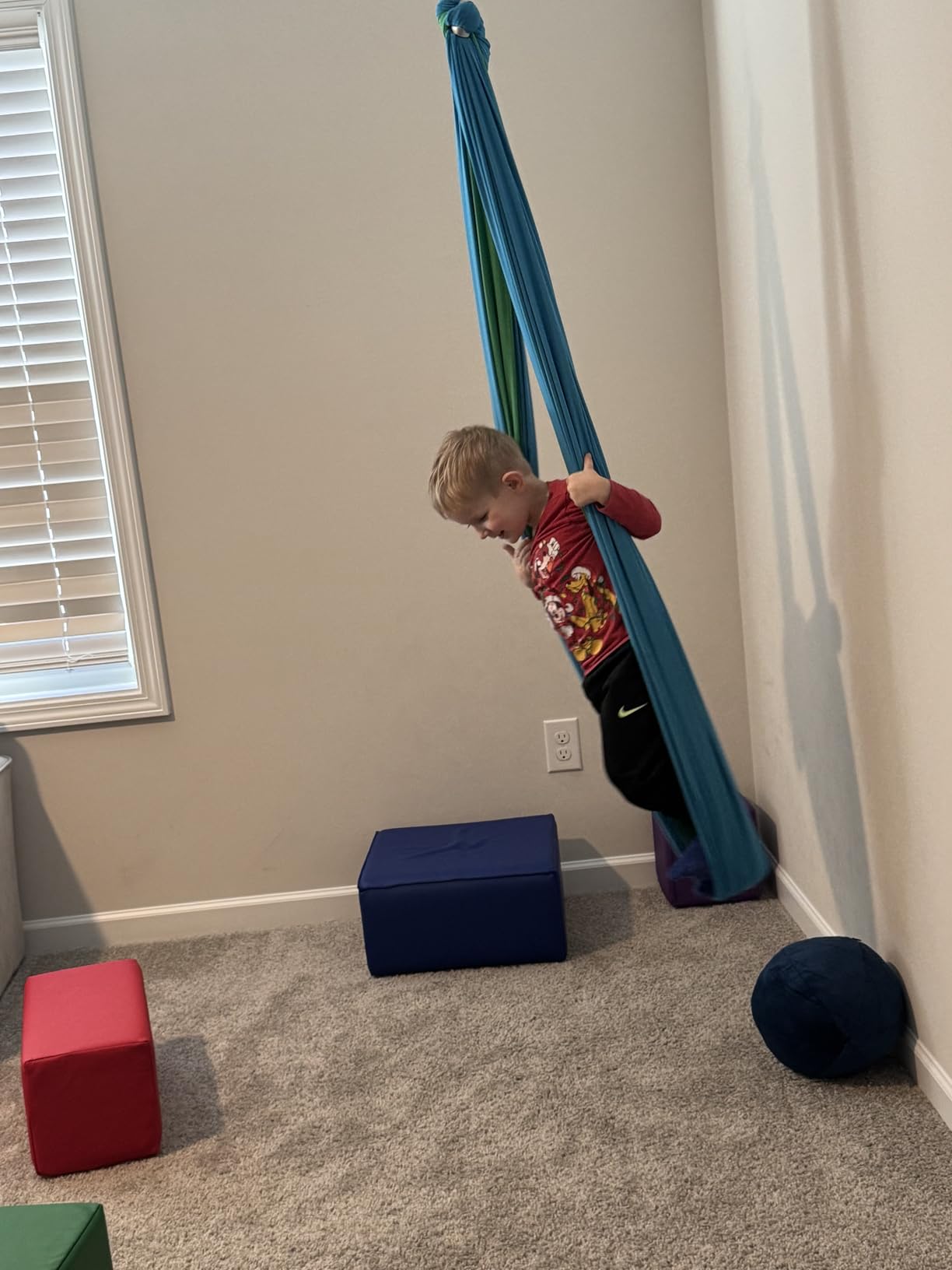 Sensory Swing for Kids Indoor Outdoor - Calming Cocoon Therapy Swing, Holds 300lbs - Hug-Like Sensory Hammock with 360° Swivel Hardware for Autism, ADHD, SPD Support customer photo 2
