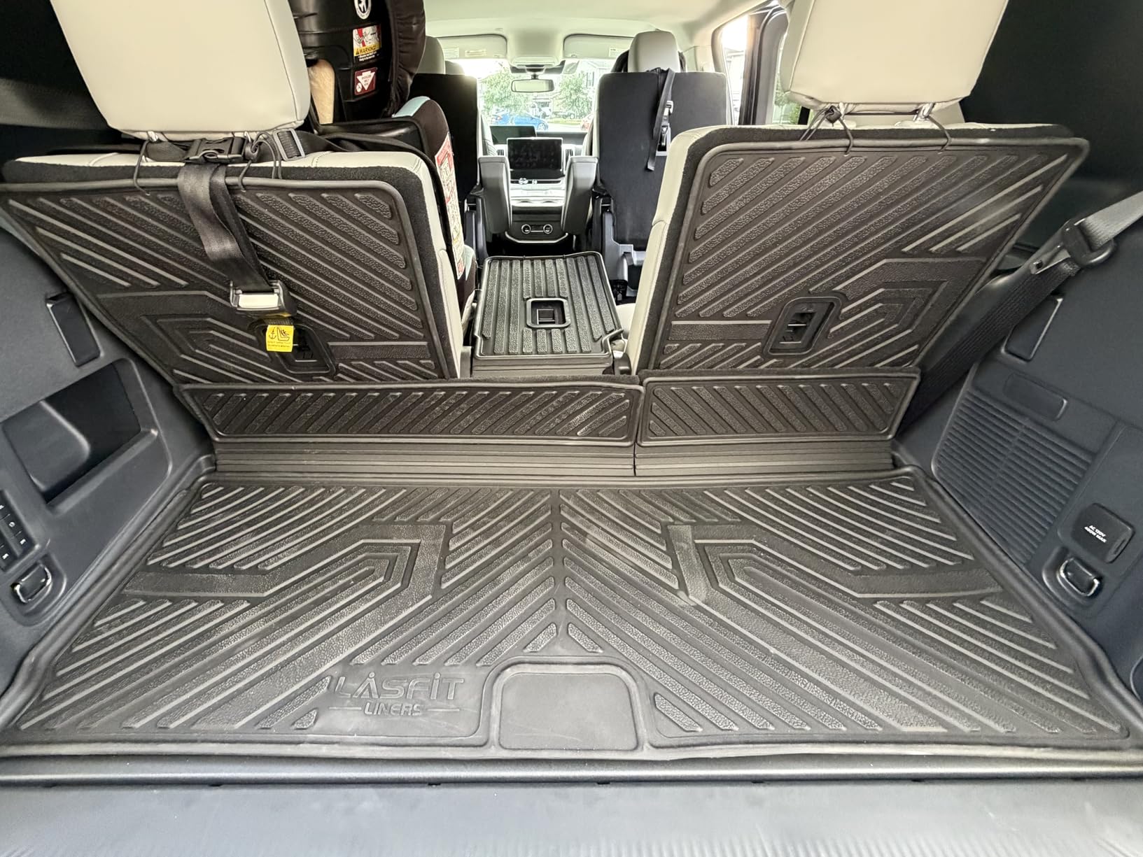 LASFIT Floor Mats for Ford F-150 2015-2026 | F150 Lightning 2022-2025 SuperCrew (Rear w/o Fold Flat Storage) Carpet Floor All Weather Protector TPE Truck Liners- 1st & 2nd Row, 3pcs Black customer photo 2
