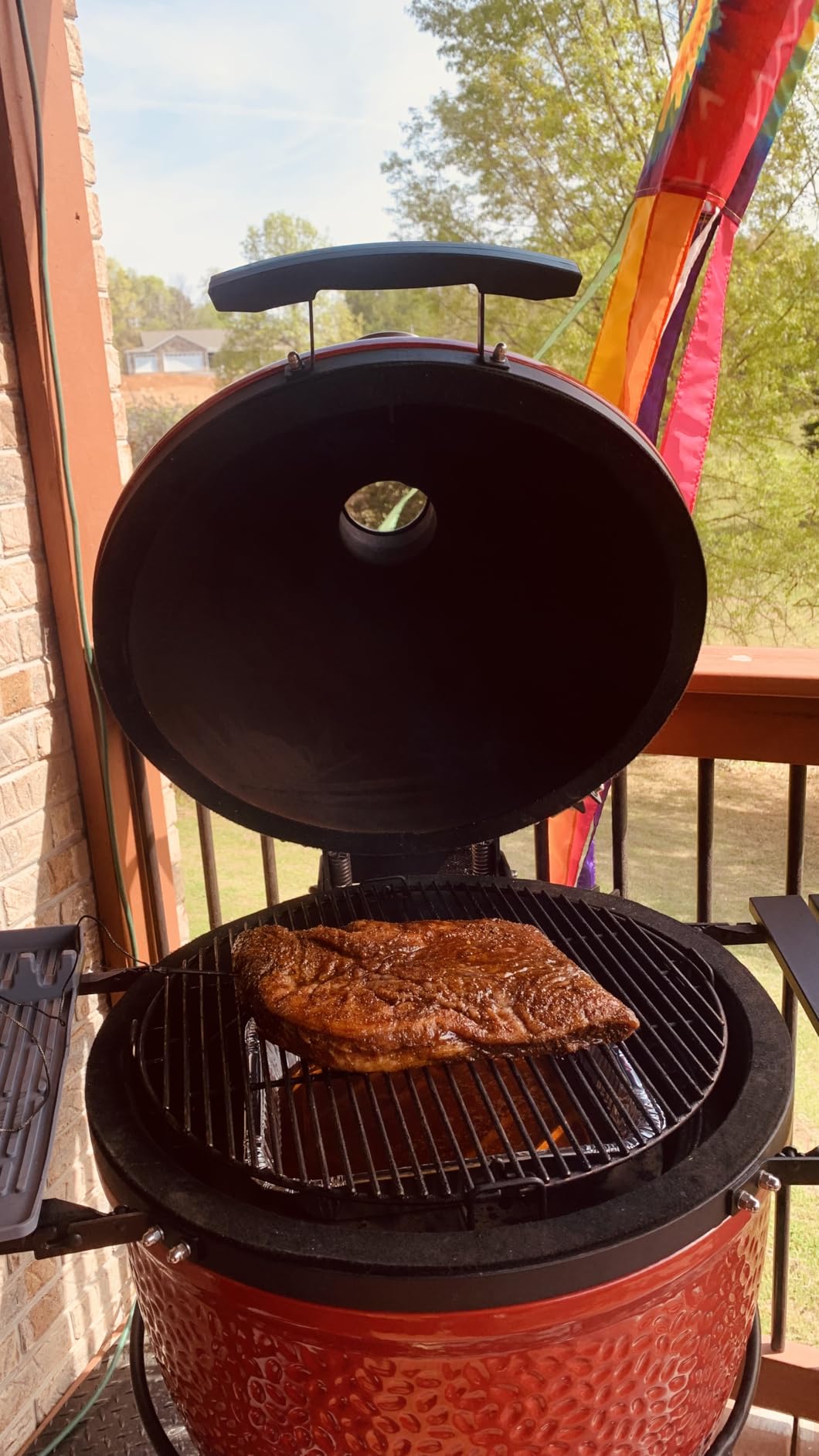 Kamado Joe Classic Joe Series III 18-inch Charcoal Grill and Smoker, Red, with Cart, Side Shelves, Grill Gripper, and Ash Tool, 3 Tier Cooking System, Stainless Steel Cooking Grates, Model KJ15040921 customer photo 2