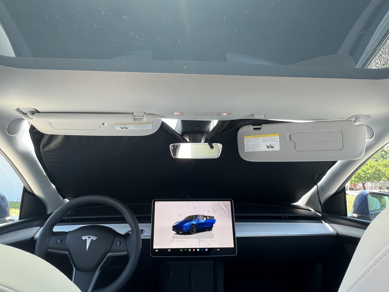 Upgraded Sunshade, Improved UV Protection Fabric, Foldable Front Sun Shade, Custom Accessories for Tesla Model 3/Y/Y Juniper 2016 to 2026 customer photo 1
