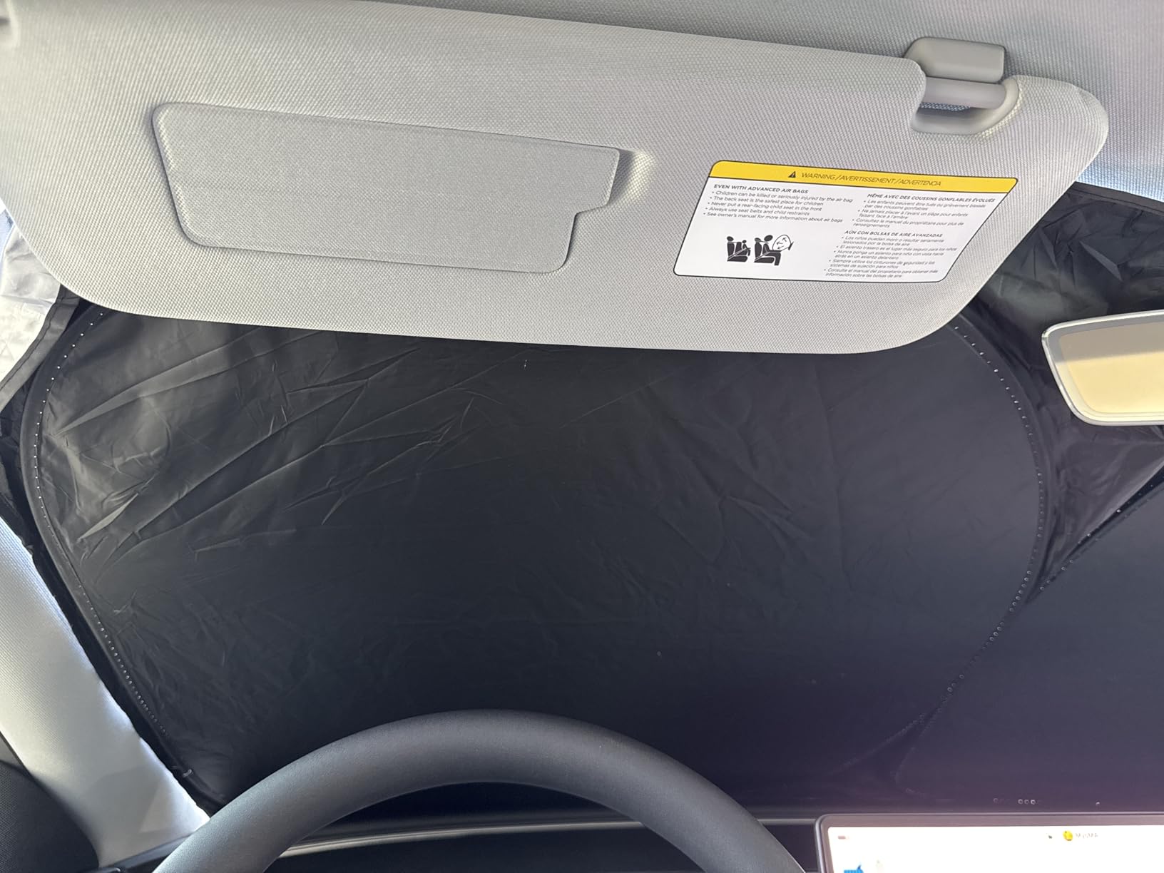 Upgraded Sunshade, Improved UV Protection Fabric, Foldable Front Sun Shade, Custom Accessories for Tesla Model 3/Y/Y Juniper 2016 to 2026 customer photo 2