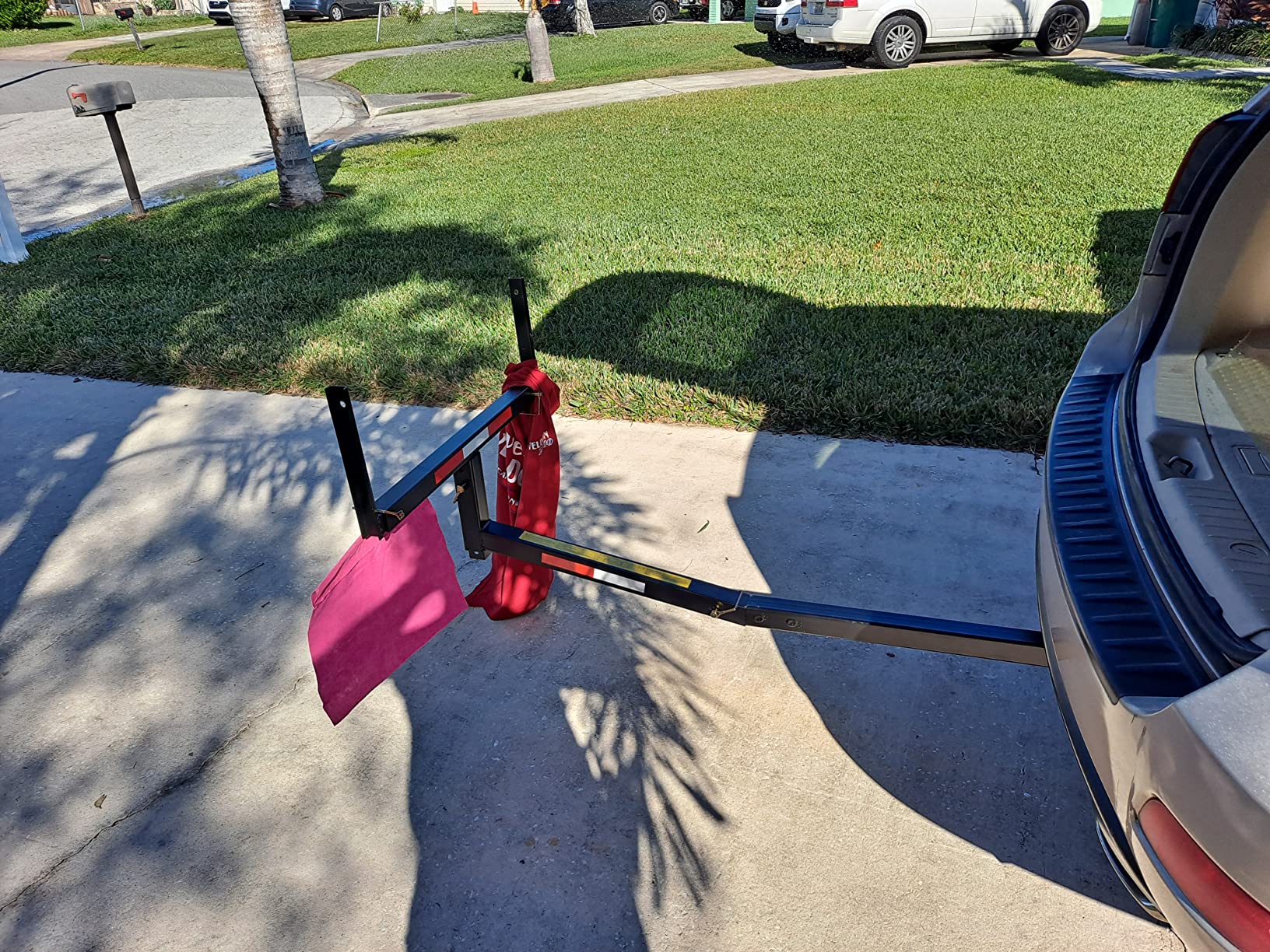 HECASA Adjustable Pickup Truck Bed SUV Extender Extension Rack Hitch Mount Truck Bed Extension for Ladder Rack Kayak Canoe Lumber Long Pipes 750lbs Load Capacity, w/Flag customer photo 1