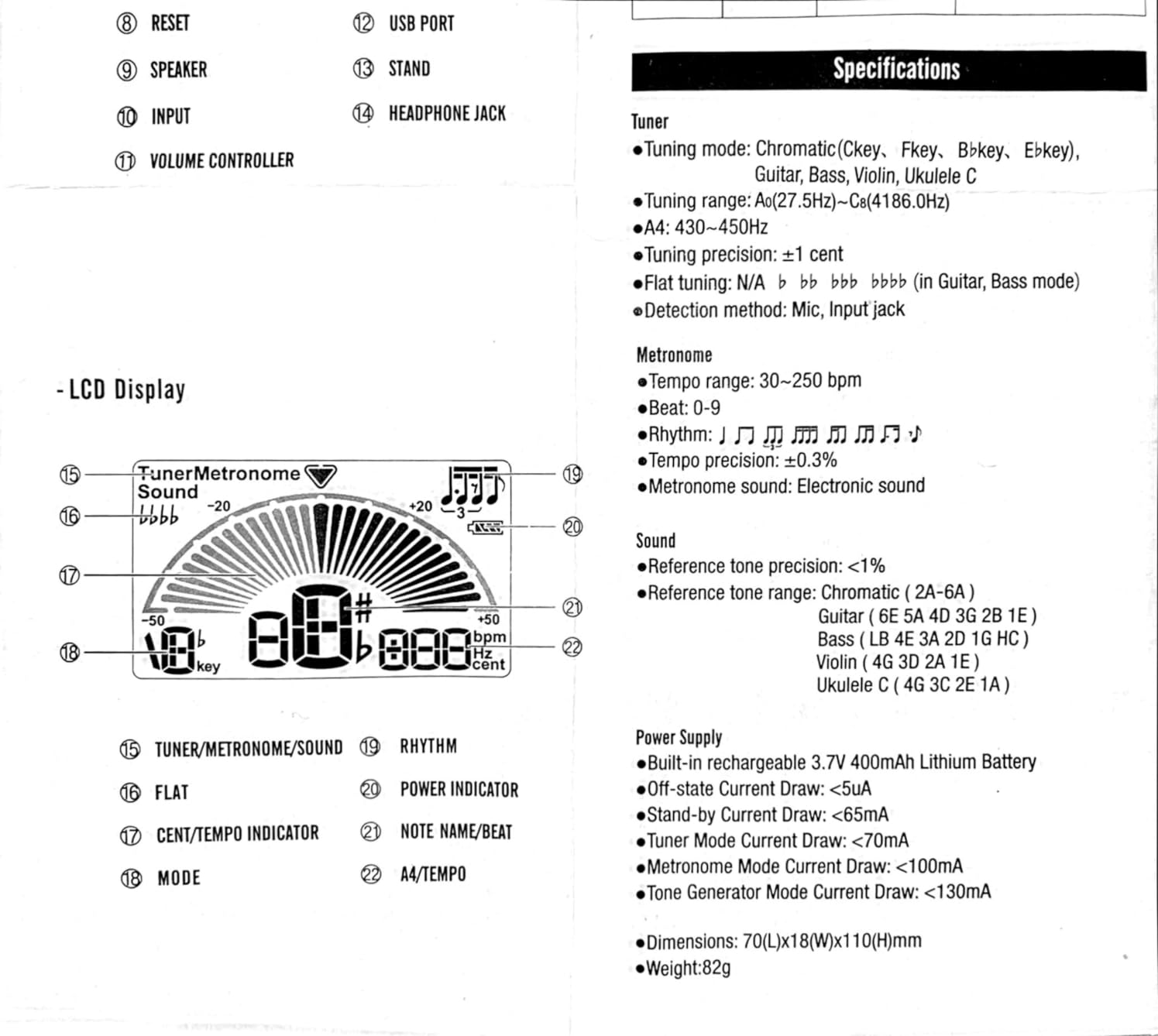 Metronome Tuner, Rechargeable 3 In 1 Digital Metronome Tuner Tone Generator for Guitar, Bass, Violin, Ukulele and Chromatic, Clarinet, Trumpet, Flute, Tuners for All Instruments customer photo 1