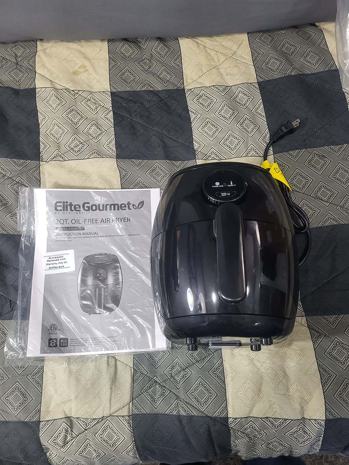 Elite Gourmet EAF2612D Personal 2.1Qt Compact Space Saving Programmable Hot Air Fryer, Oil-Less Healthy Cooker, Timer & Temperature Controls, 1000W, Black customer photo 2