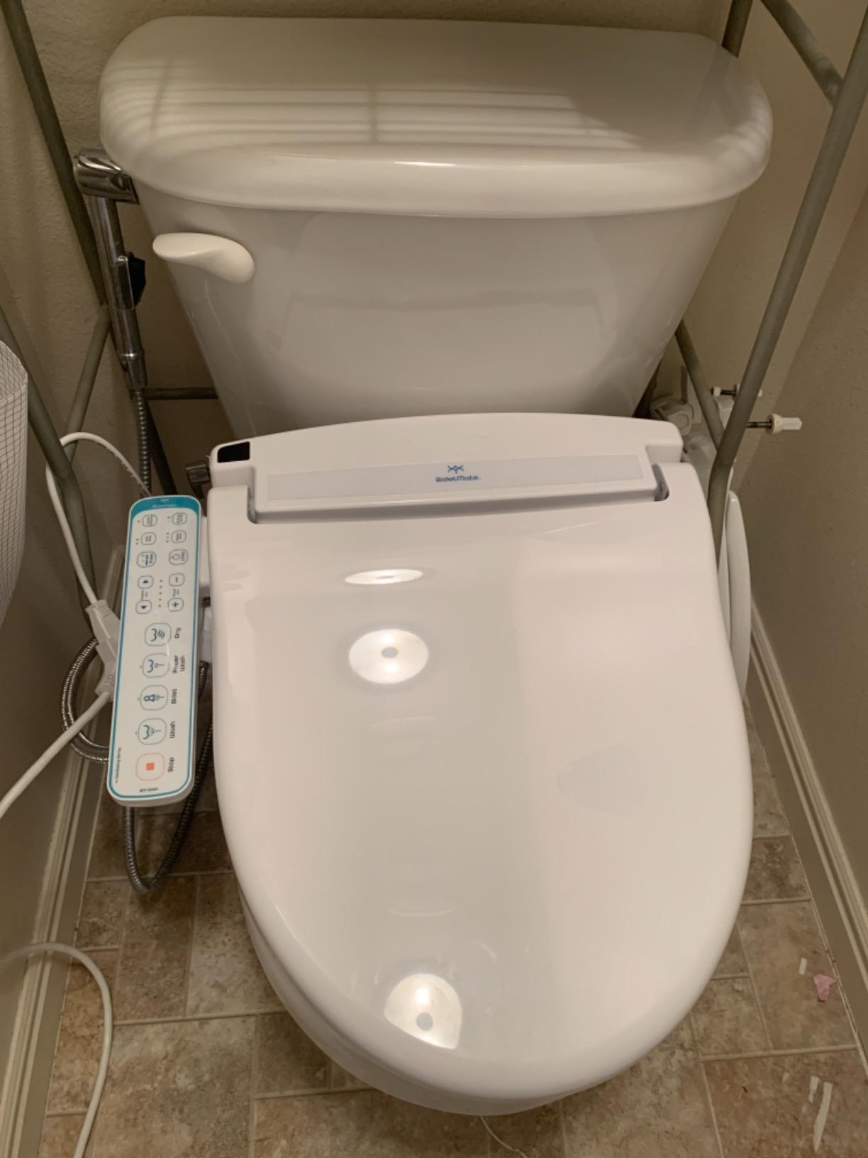 BidetMate 1000 Series Electric Smart Toilet Bidet Seat with Heated Water, Side Control Panel, and Warm Air Dryer - Self-Cleaning - Perfect for a Smart Home Kit or Smart Home Accessories - Round customer photo 2