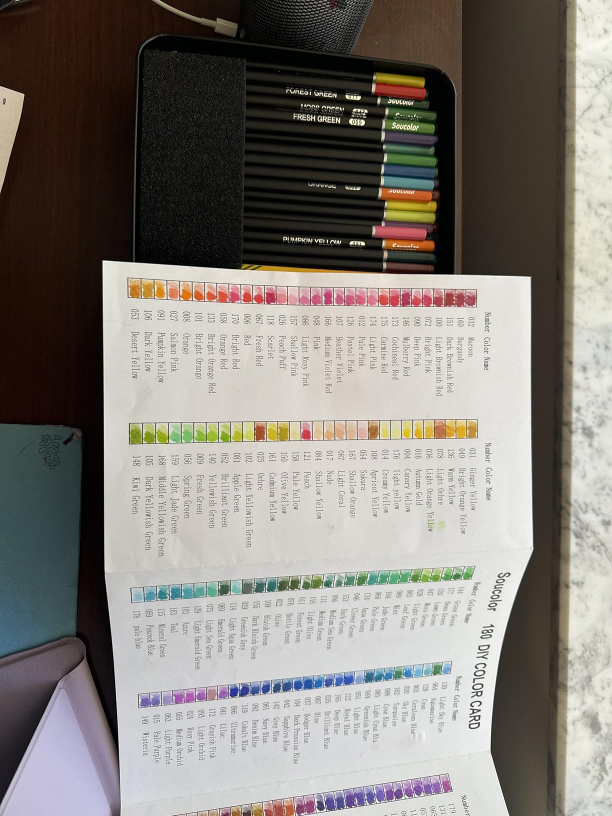 Soucolor 180-Color Artist Colored Pencils Set for Adult Coloring Books, Soft Core, Professional Numbered Art Drawing Pencils with Gift Tin Box for Sketching Shading Blending Crafting customer photo 1