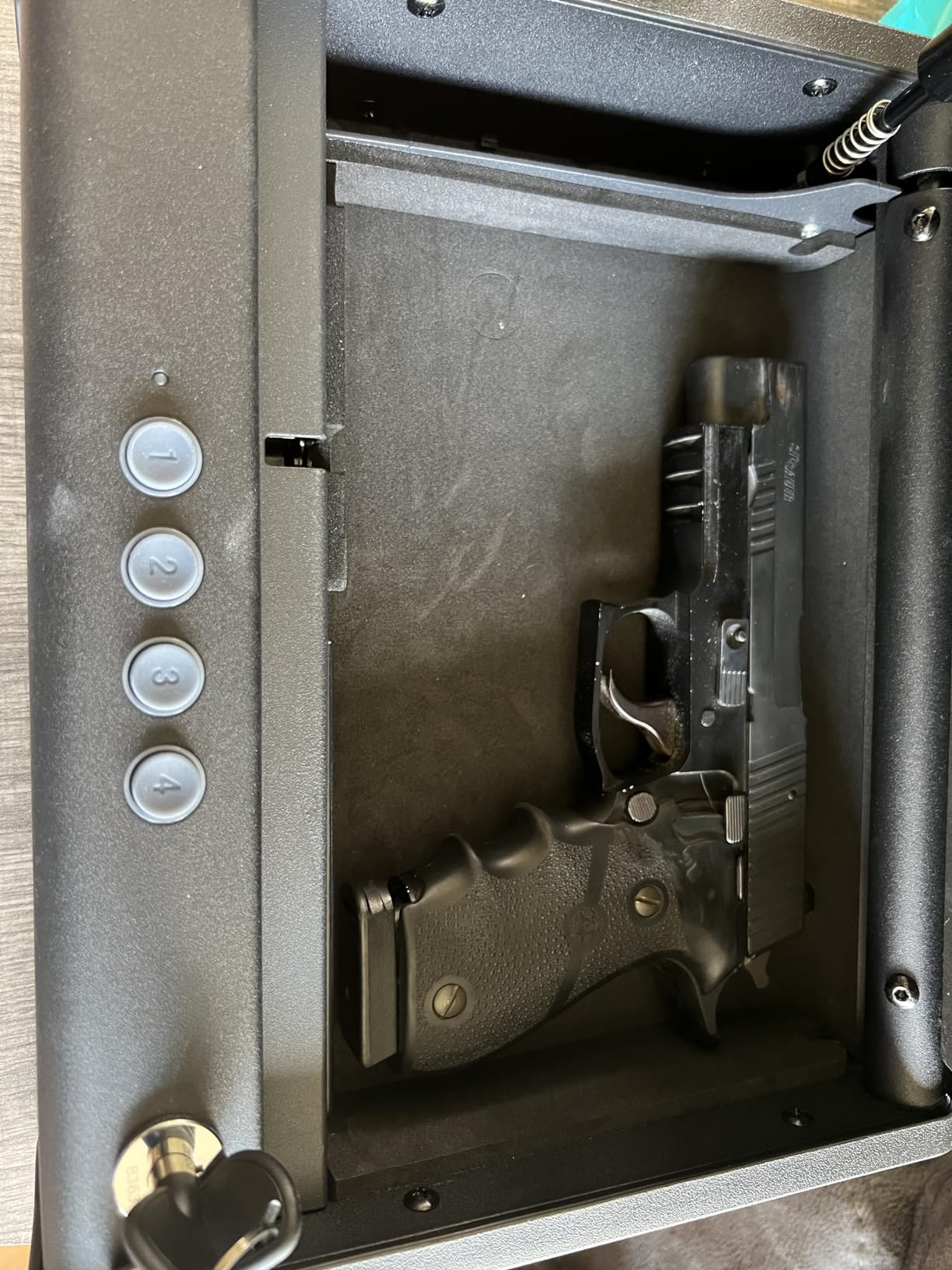 awesafe Biometric Gun Safe for Pistol, 3 Ways Quick Access Handgun Safe with Fingerprint Digital PIN Key, Portable Car Gun Safe customer photo 2