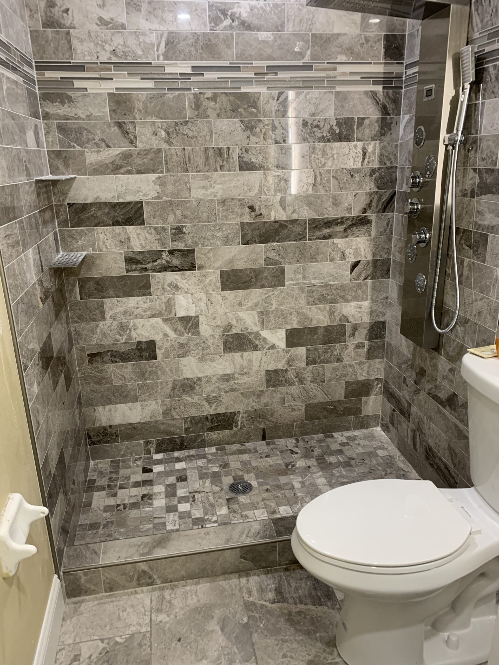 MENATT LED Shower Panel Tower System, 6 in 1 Stainless Steel LED Shower Column, Rainfall & Waterfall Head, Massage Jets, Tub Spout, Handheld Shower (Brushed) customer photo 1