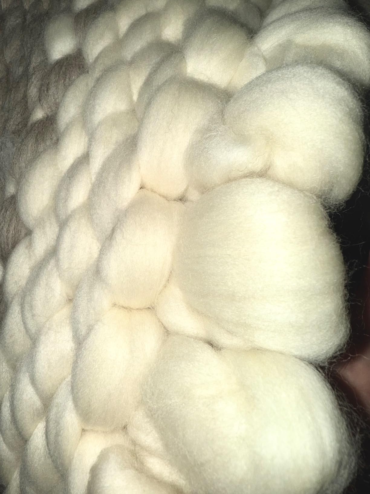 Revolution Fibers Merino Wool Roving 1 lb (16 Ounces) for Spinning | Soft Chunky Jumbo Yarn for Arm Knitting Blanket |100% Natural Undyed (Off-White) Wool Yarn, Felting Core, Carded Stuffing customer photo 2