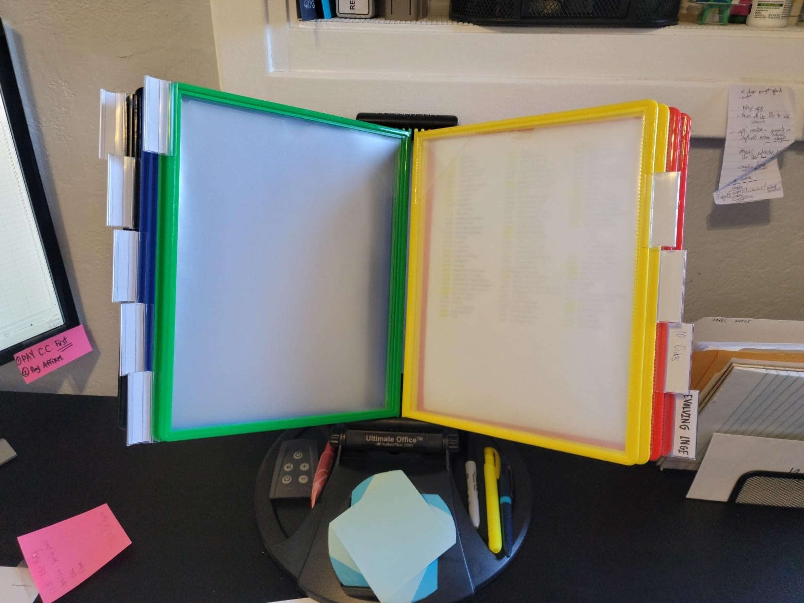 Ultimate Office AdjustaView 10-Pocket Desk Reference Organizer with Supplies Storage Base and EZ-Load Pockets to Hold 20 Sheets of Paper, Includes Fast Find Indexing Tabs, Black Pockets customer photo 2