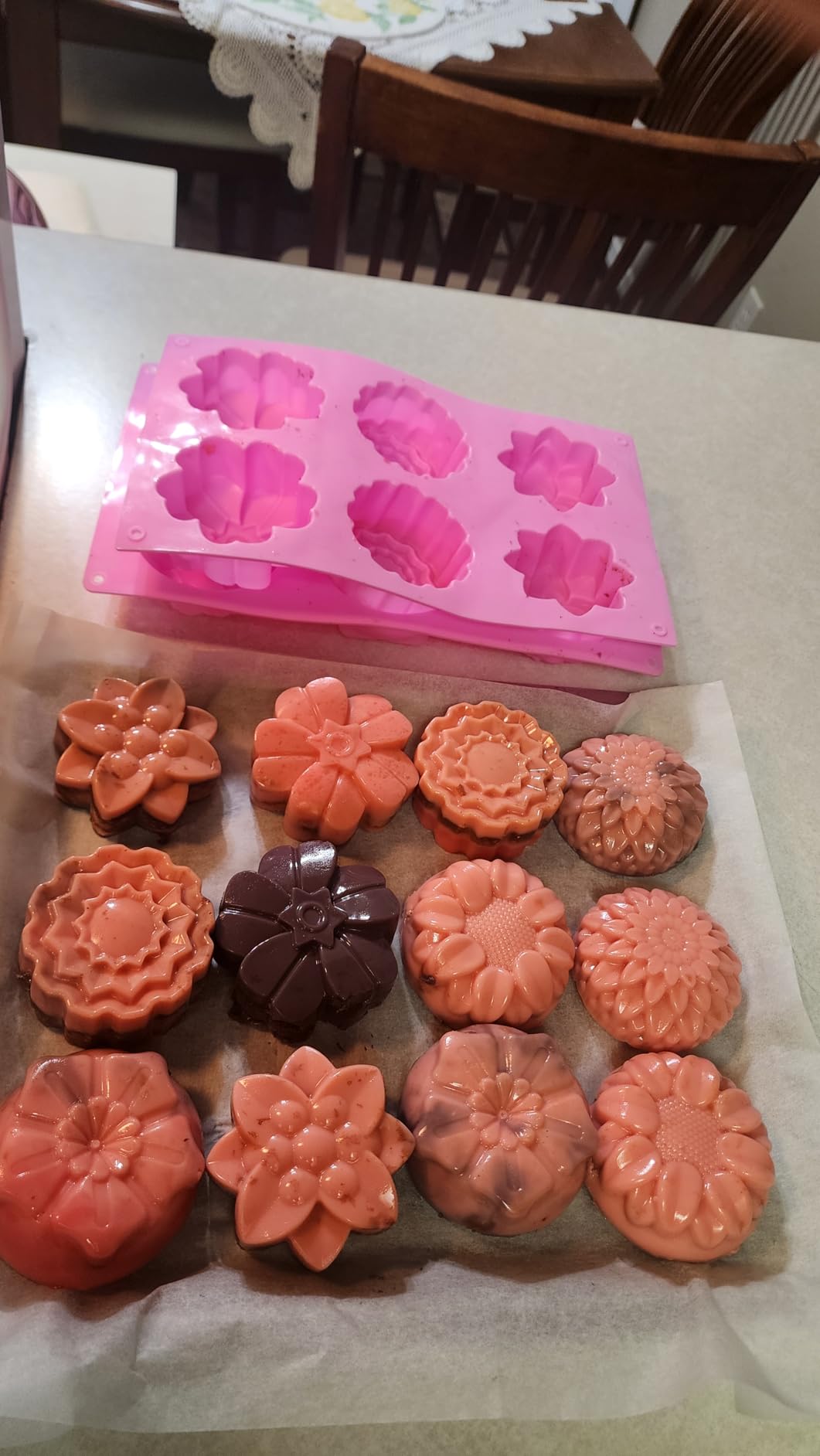 3 Pack Silicone Soap Molds, 6 Cavities Flower Making Mold, Included Rectangle Shape Supplies, Perfect for Handmade Soaps, Homemade Chocolate customer photo 2