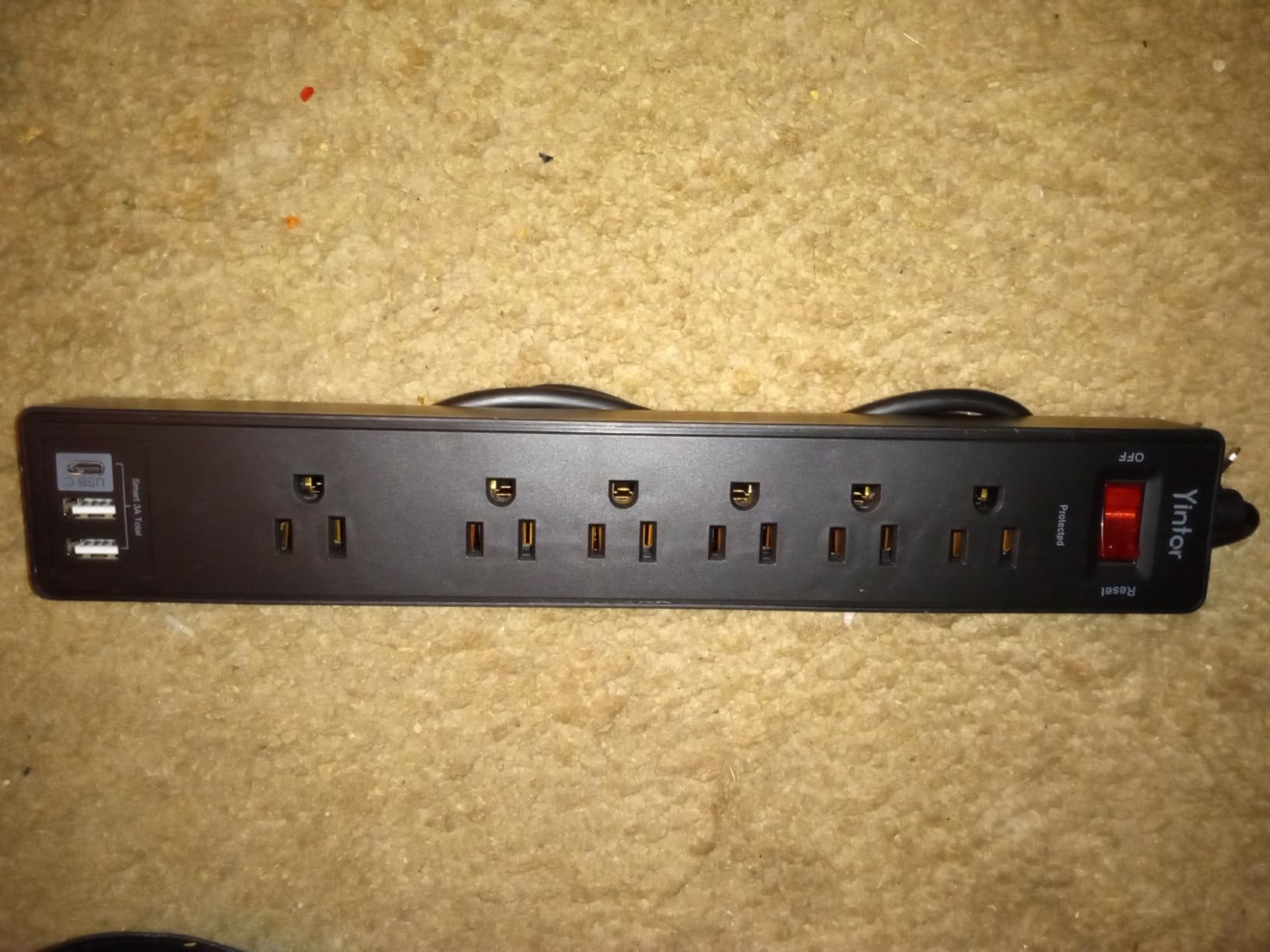 6Ft Power Strip Surge Protector - Yintar Extension Cord with 6 AC Outlets and 3 USB Ports for Home, Office, Dorm Essentials, 1680 Joules, ETL Listed customer photo 2