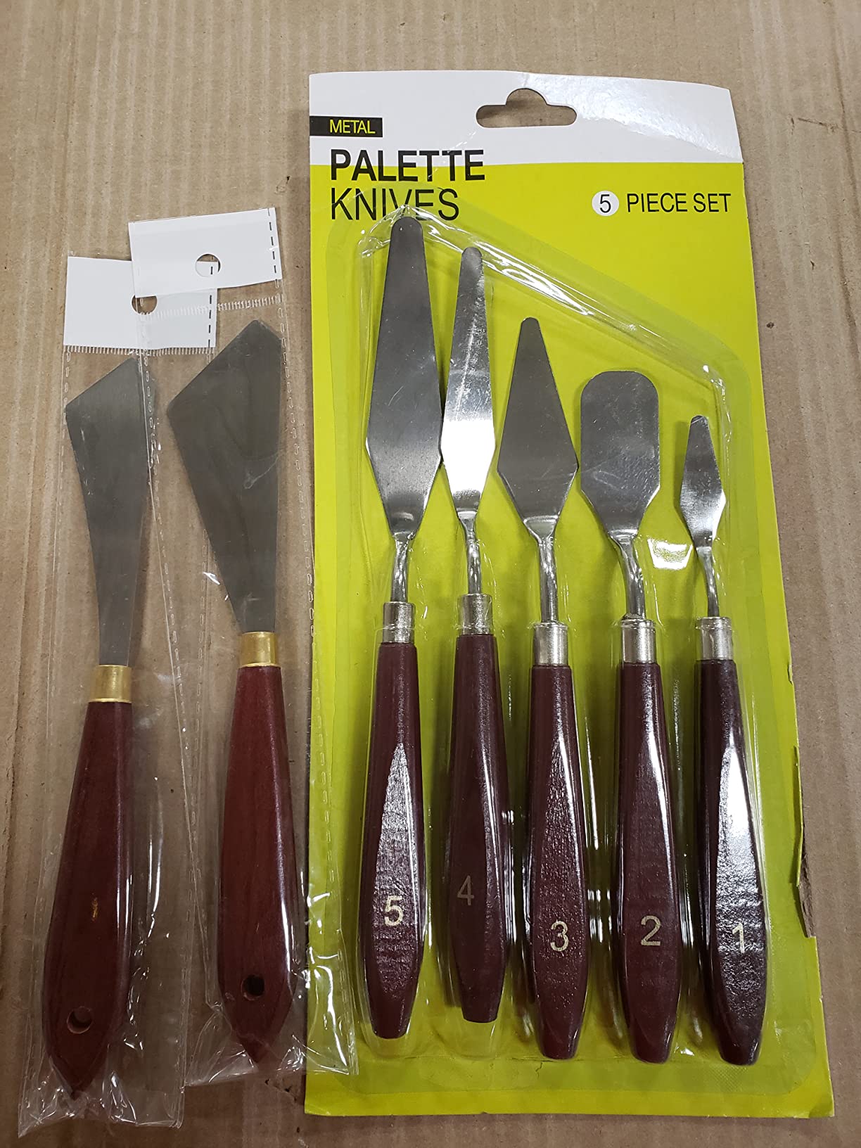 Honoson 7 Pieces Painting Knife Set Spatula Palette Knife Stainless Steel Drawing Scraper Oil Painting Accessories with Wood Handle for Art Acrylic Draw Color Mixing Supplies(Redwood Color) customer photo 2
