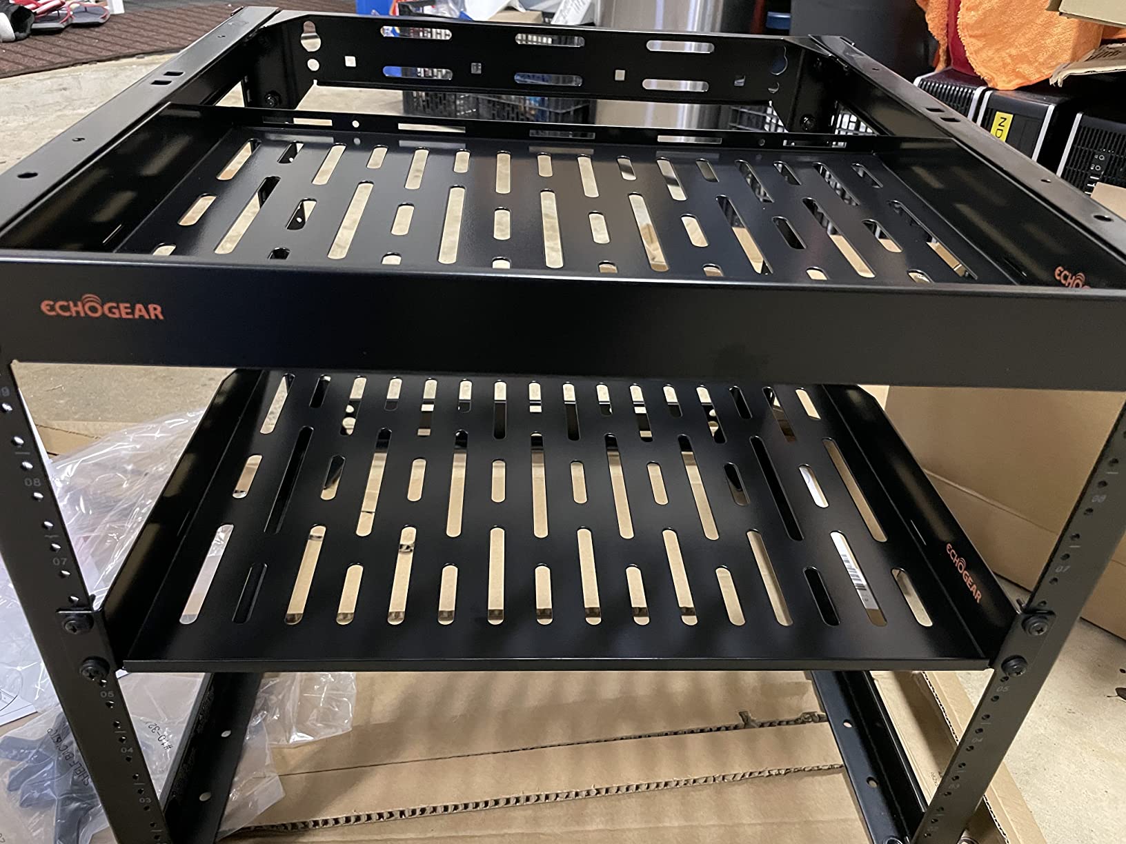 ECHOGEAR 10U Network Rack - Wall Mountable Heavy Duty 4 Post Design Holds All Your Networking & AV Gear - Open Frame Design Includes 2 1U Vented Shelves & Mounting Hardware customer photo 2