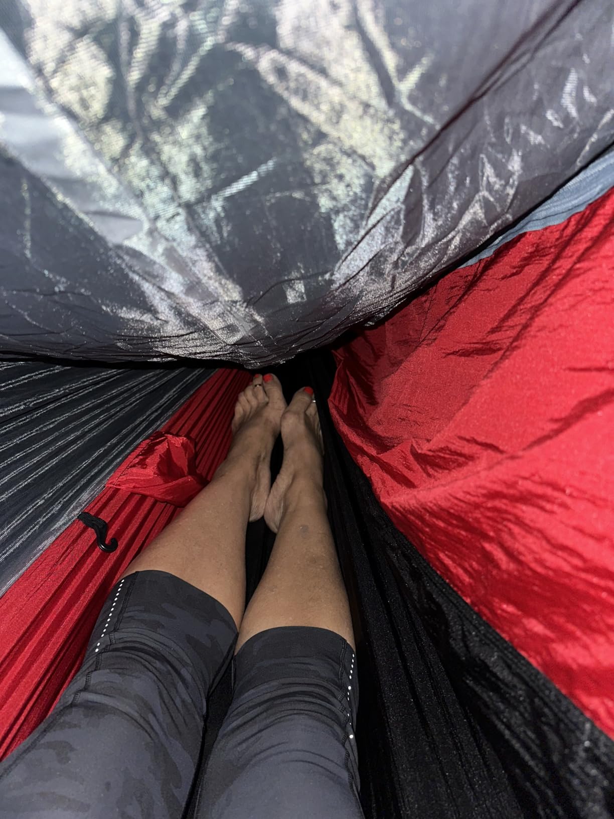 Qevooon Camping Hammock with Net, Travel Portable Lightweight Hammocks with Tree Straps and Solid D-Shape Carabiners customer photo 2