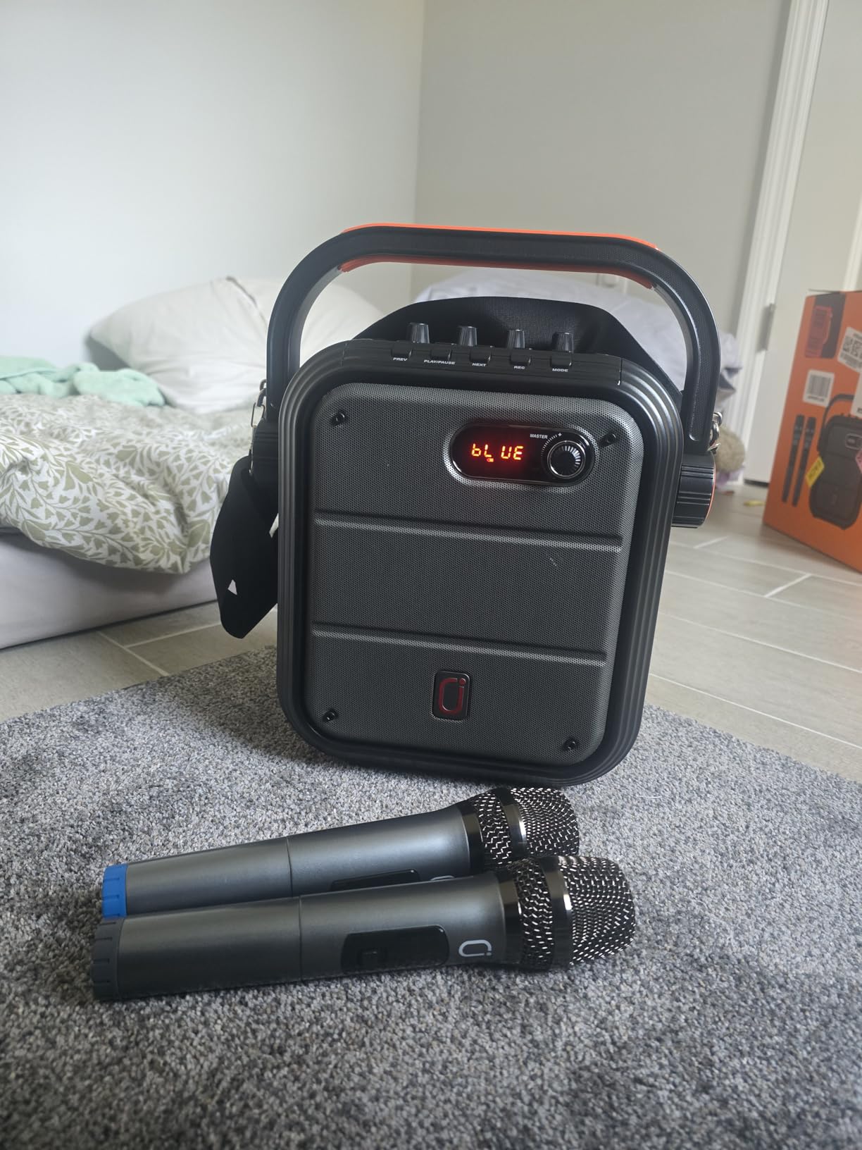 JYX Karaoke Machine with 2 Wireless Microphones, 5200mAh Portable Speaker Set Bluetooth 5.0 Rechargeable PA System with TWS,FM, REC,Stage Subwoofer customer photo 1