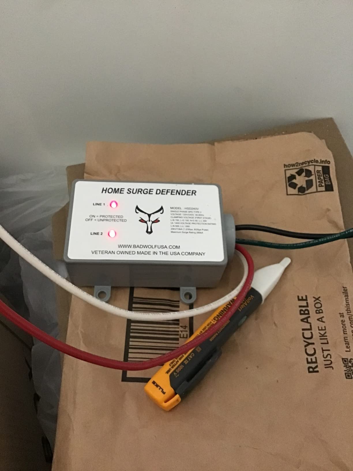 Bad Wolf HSD240V Whole House Surge Protector 260kA, ETL Listed Type 1 SPD customer photo 2
