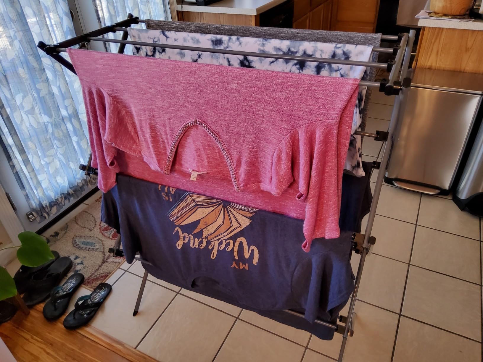 Honey-Can-Do Collapsible Laundry Drying Rack, Sturdy Steel, Foldable & Portable Clothes Drying Rack, Space-Saving Design, Indoor & Outdoor Drying, Ideal for Laundry Room 50lb Capacity, Silver customer photo 2