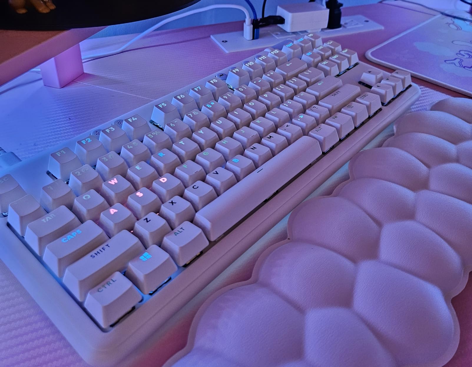Logitech G713 Wired Gaming Keyboard with LIGHTSYNC RGB Lighting, Tactile Switches (GX Brown), and Keyboard Palm Rest, PC and Mac Compatible, White Mist customer photo 2