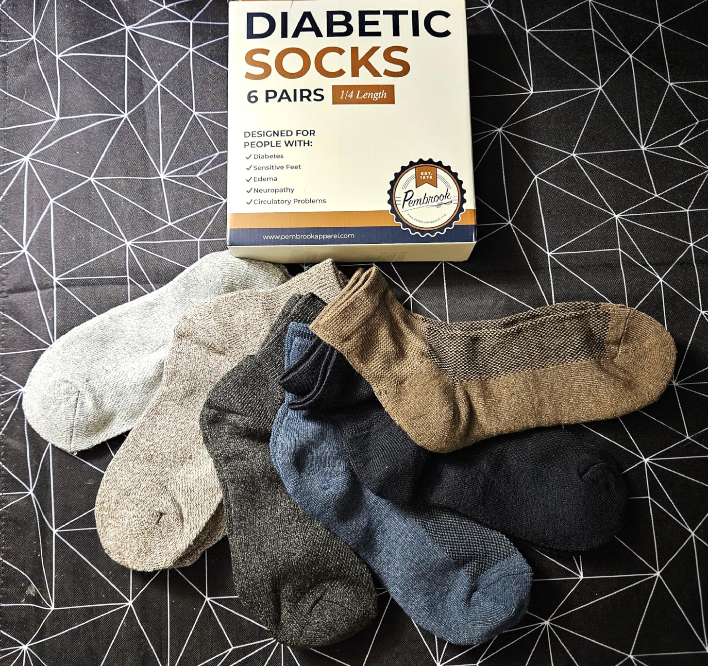 Pembrook Ankle Diabetic Socks for Women & Men | 6 Pairs | Wide Non Binding Socks Quarter Length customer photo 2