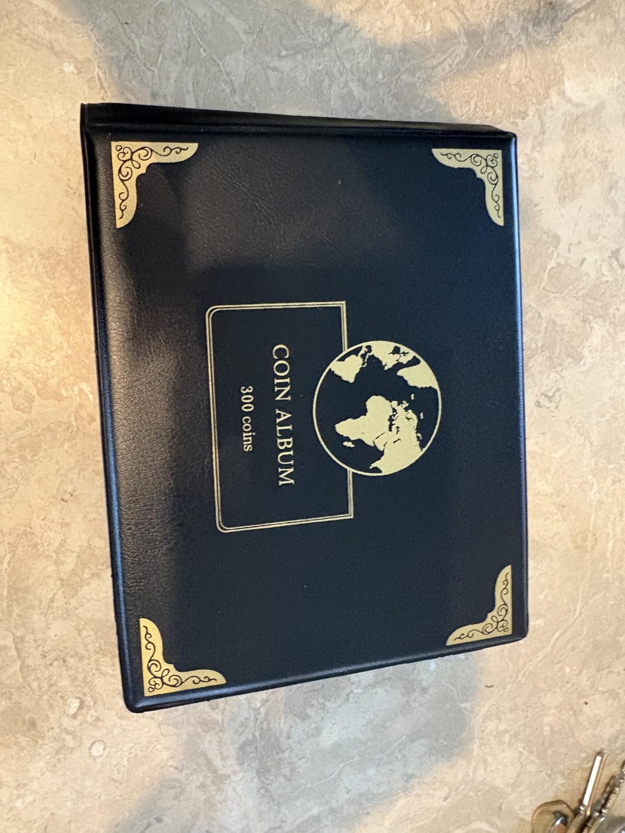 Coin Collection Supplies Holder Book for Collectors, 300 Pockets Coin Collection Organizer Storage Box Case Album for 20/25/ 27/30/ 38mm Coin (Earth pattern black) customer photo 1