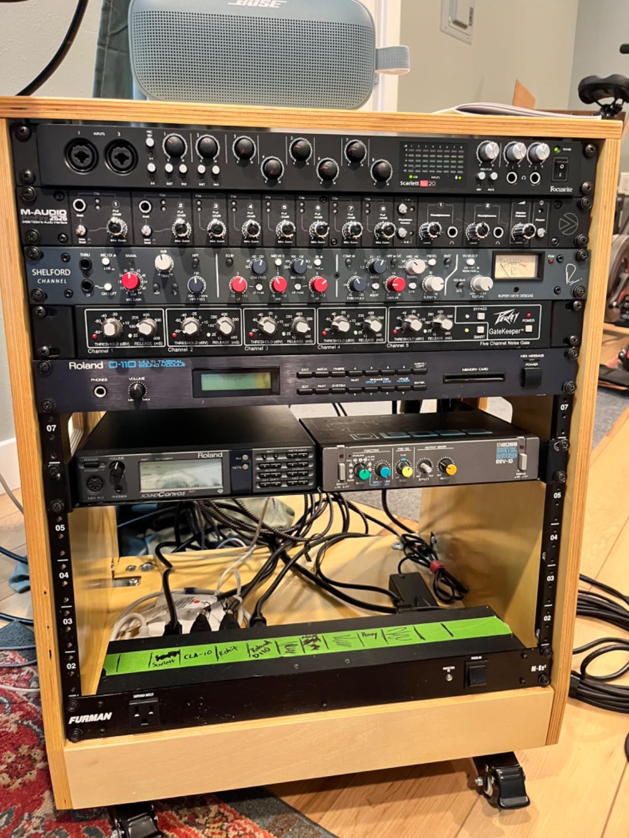 Sound Town DIY Solid Baltic Birch Plywood Slanted 8U Studio Rack, Weathered Brown, Rubber Feet, Casters (SDRK-8TB) customer photo 1