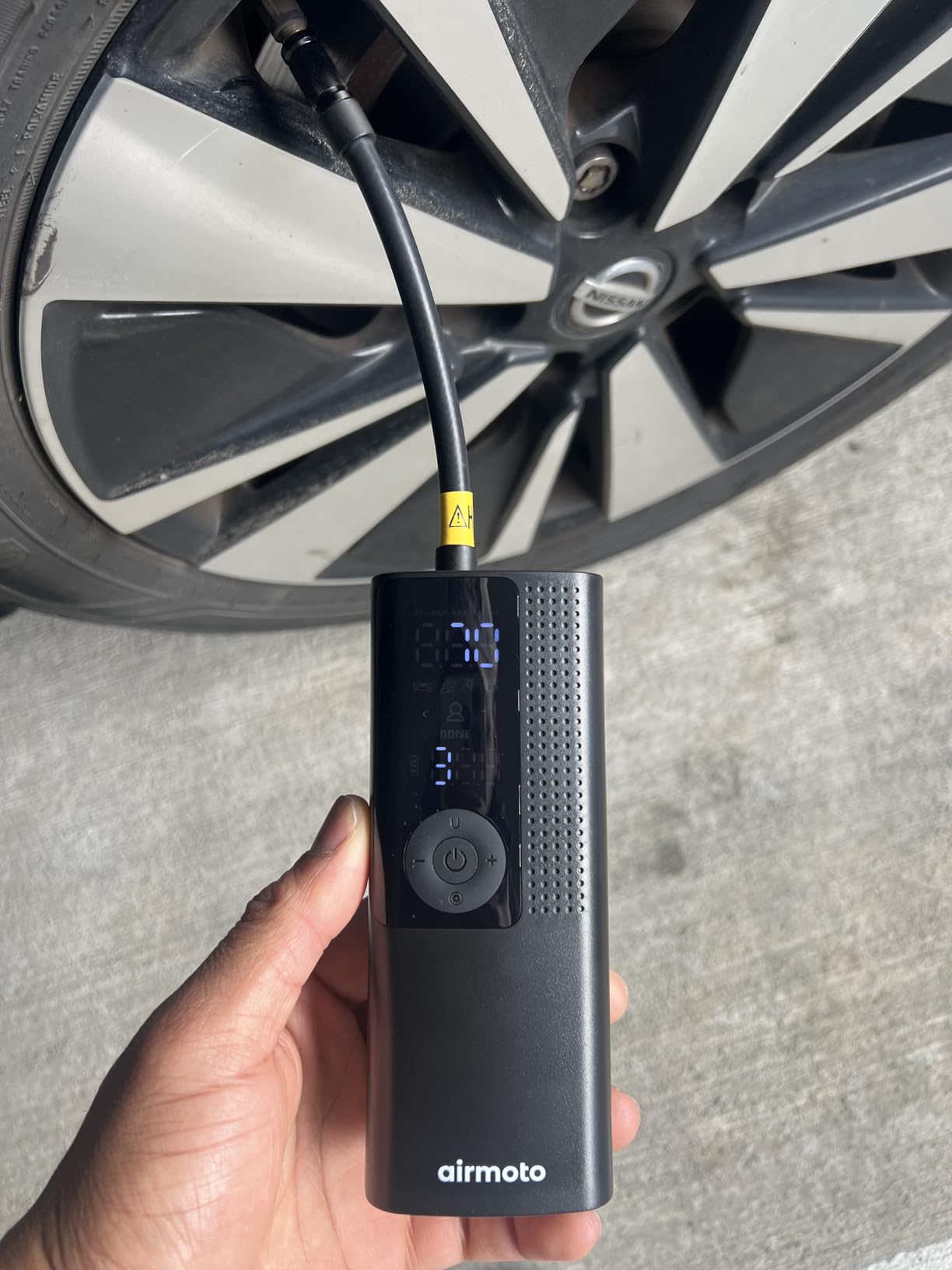 Airmoto Tire Inflator Portable Air Compressor - Cordless Pump with Digital Pressure Gauge, LED Light and Auto Shut-Off customer photo 1