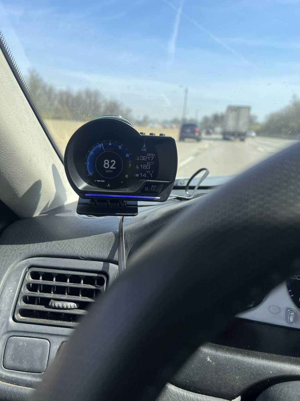 wiiyii obd2 Gauge Display Heads up Display for Cars Car HUD Head Up Display P6, OBD+GPS Smart Gauge, obd2 Speedometer with Speed,RMP,Water Temperature,Overspeed Alarm,Works Great for Most Cars customer photo 1
