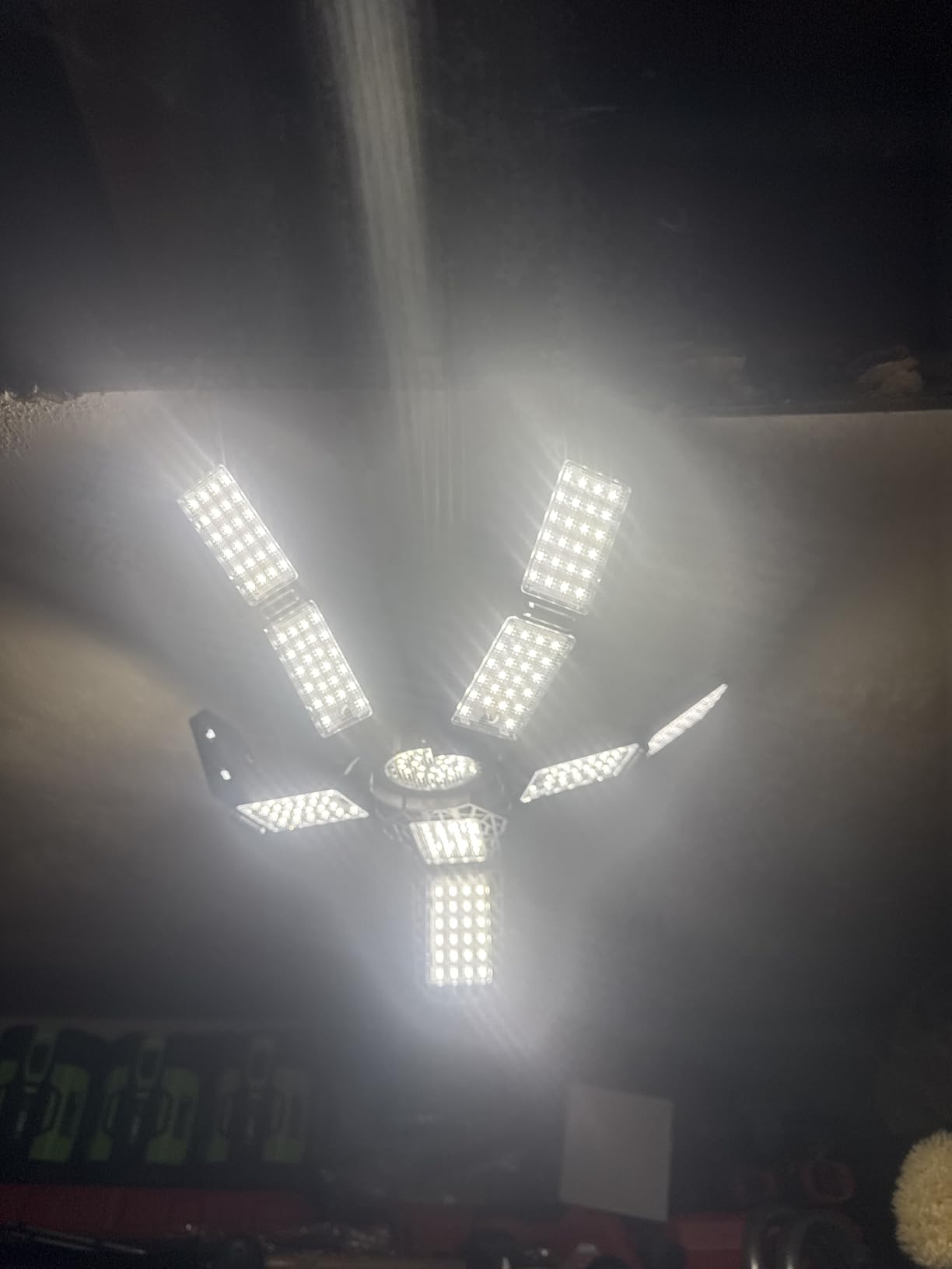 Nexillumi 2-Pack Led Garage Light 180W, 36000LM Garage Lights Ceiling LED with E26/E27 Medium Base, 6000K Deformable LED Shop Lights with 10+1 Adjustable Panels for Garage, Workshop, Attic, Basement customer photo 1
