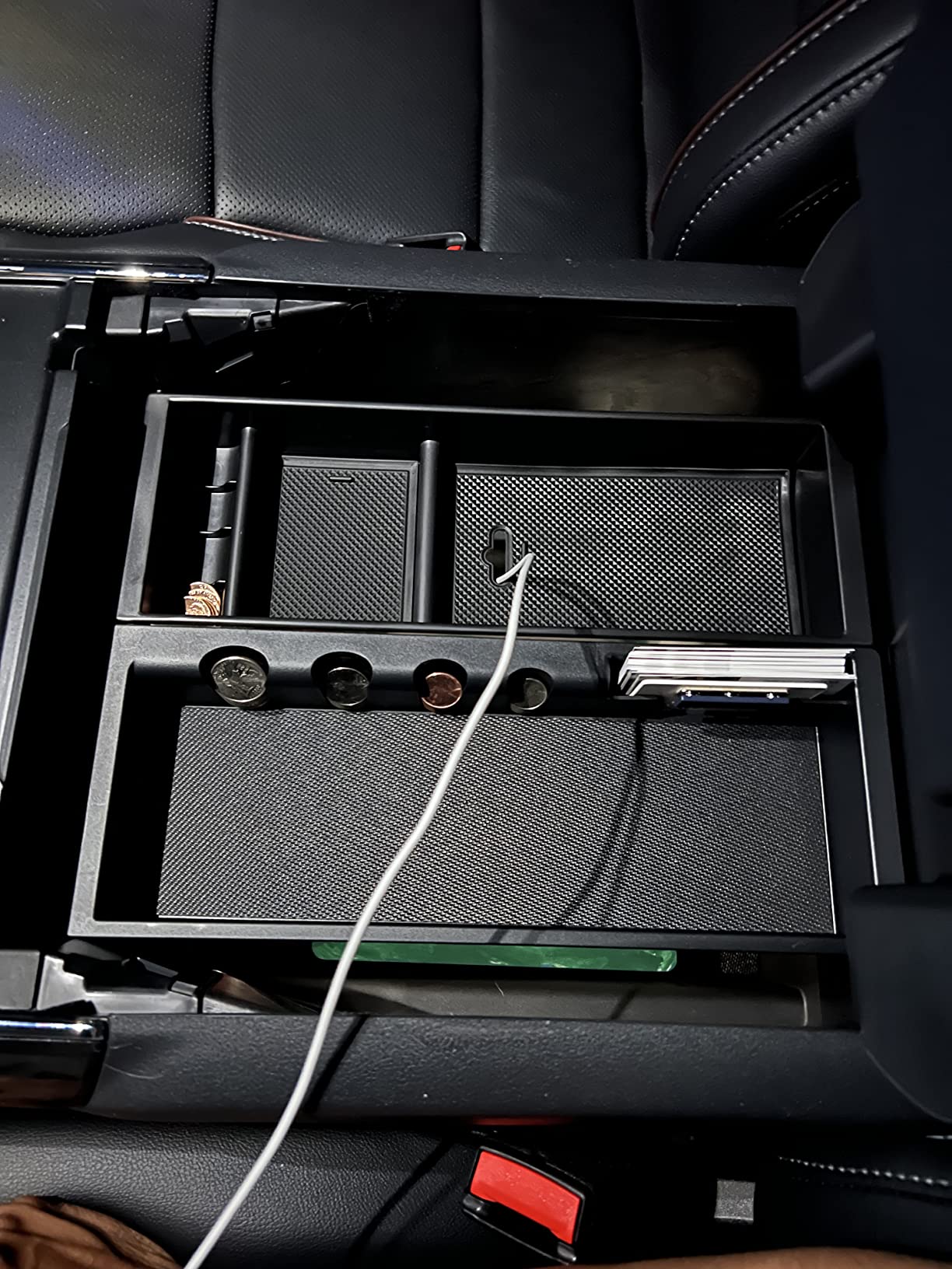 JDMCAR Center Console Organizer Compatible with Ford F150 Accessories 2024 2023 2022 2021,Center Console tray for F-150 Interior Accessories, Matte Black -(Full Console w/Bucket Seats ONLY) customer photo 1