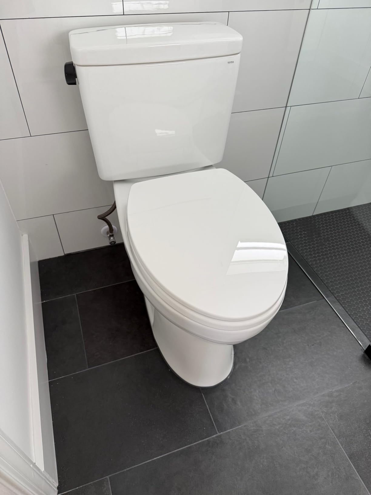 TOTO Drake Two-Piece Elongated 1.6 GPF Universal Height TORNADO FLUSH Toilet with CEFIONTECT, Cotton White customer photo 2