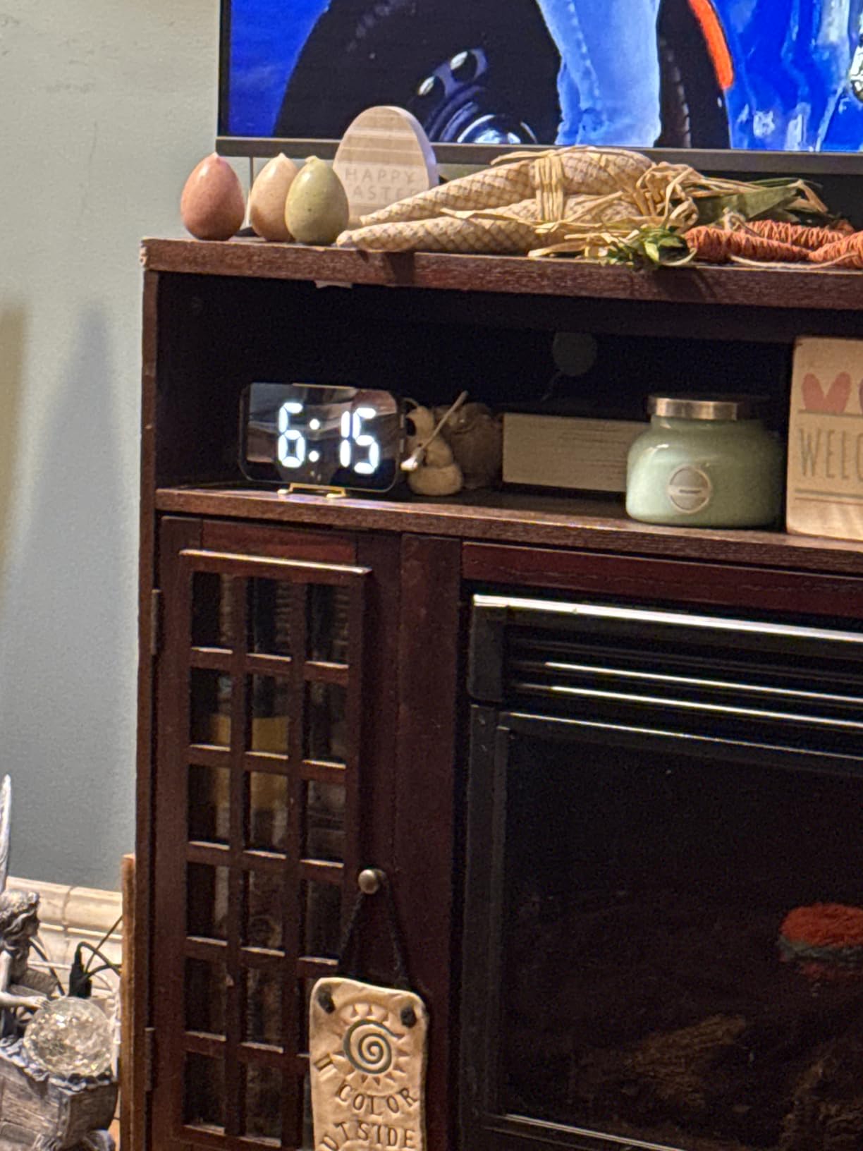 SZELAM Digital Alarm Clock, LED and Mirror Desk Clock Large Display, with Dual USB Charger Ports, 3 Levels Brightness - Gold customer photo 1