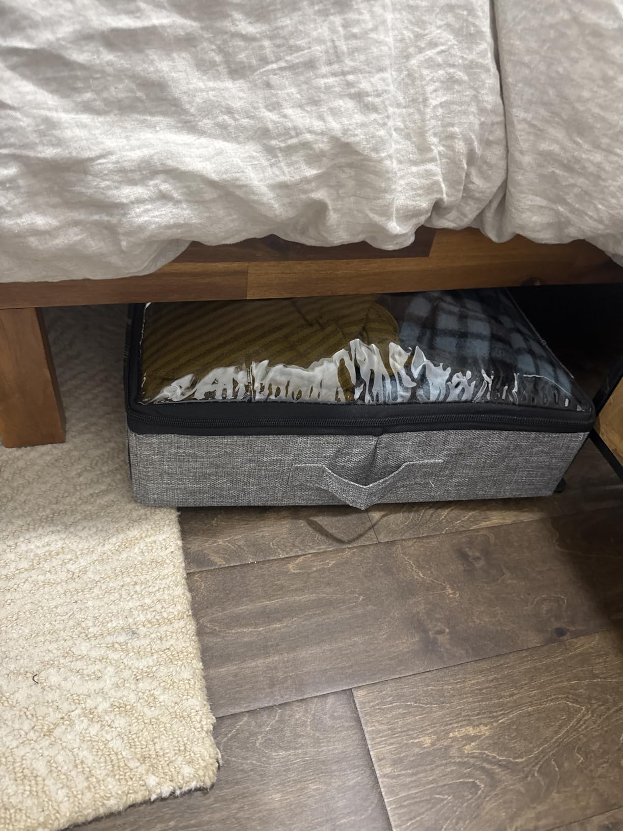 TidyCorner 2-Pack Under Bed Storage Containers, 4.5 Inches Tall Low Profile Underbed Clothes Storage Organizer Bin with Sturdy Sidewalls/Bottom customer photo 1