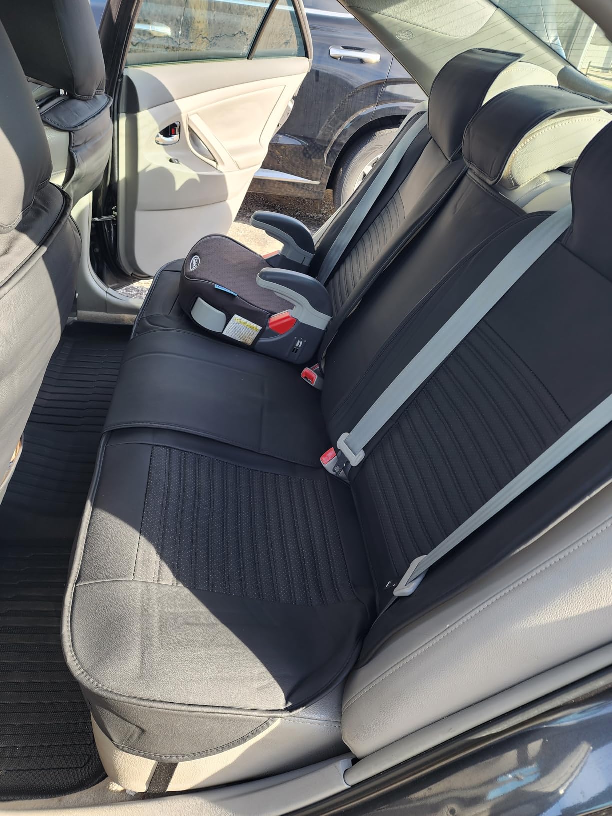 LINGVIDO Full Set Car Seat Covers, Faux Nappa Leather, Airbag Compatible and Waterproof Protectors for Sedans SUVs, Breathable Interior for Active Families, Pets, and Commuters (5 Seats, Black) customer photo 2
