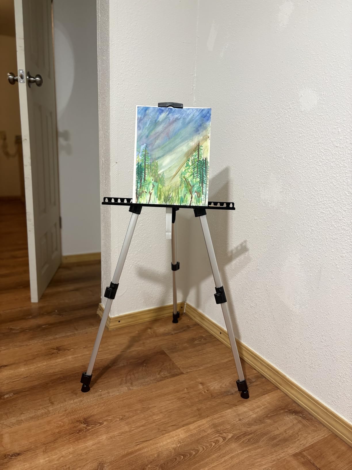 Art Easel Stand for Painting and Display - RRFTOK 17 to 66 Inch Adjustable Aluminum Tripod Easel, Portable Canvas and Poster Stand with Carry Bag for Beginners, Students and Classroom Use customer photo 2