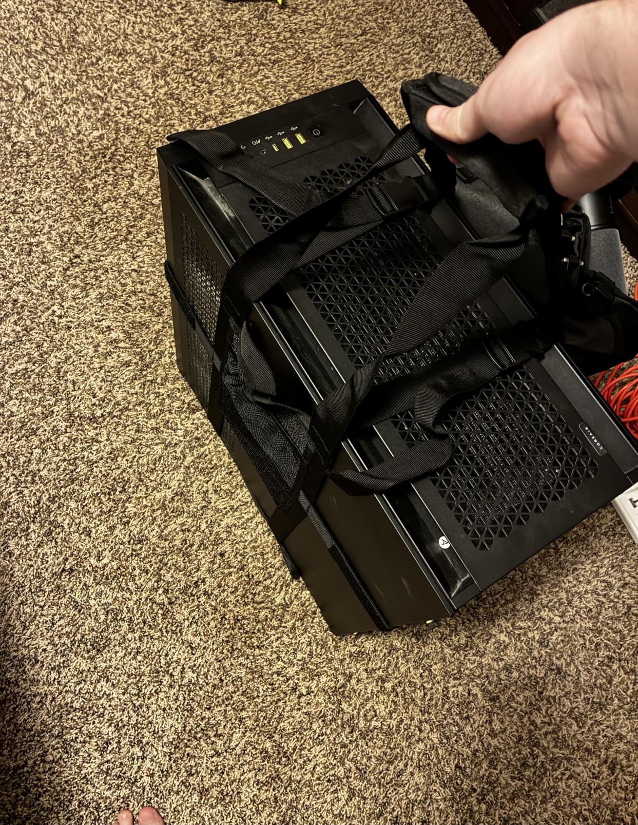 Trunab PC Tower Carrying Strap with Handle, Desktop Carrying Case with Pockets for Keyboard, Cable and Computer Accessories, Ideal for Transporting On The Go (Patented Design) customer photo 2