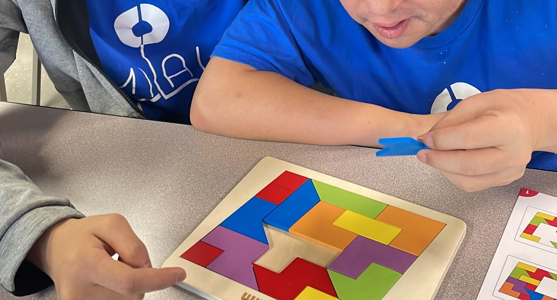 Coogam Wooden Puzzle Blocks Geometric Tangram Brain Teasers Jigsaw 3D Logic IQ Game Colorful Shape Pattern Montessori STEM Educational Toys Gift 60 Challenges for All Age customer photo 1
