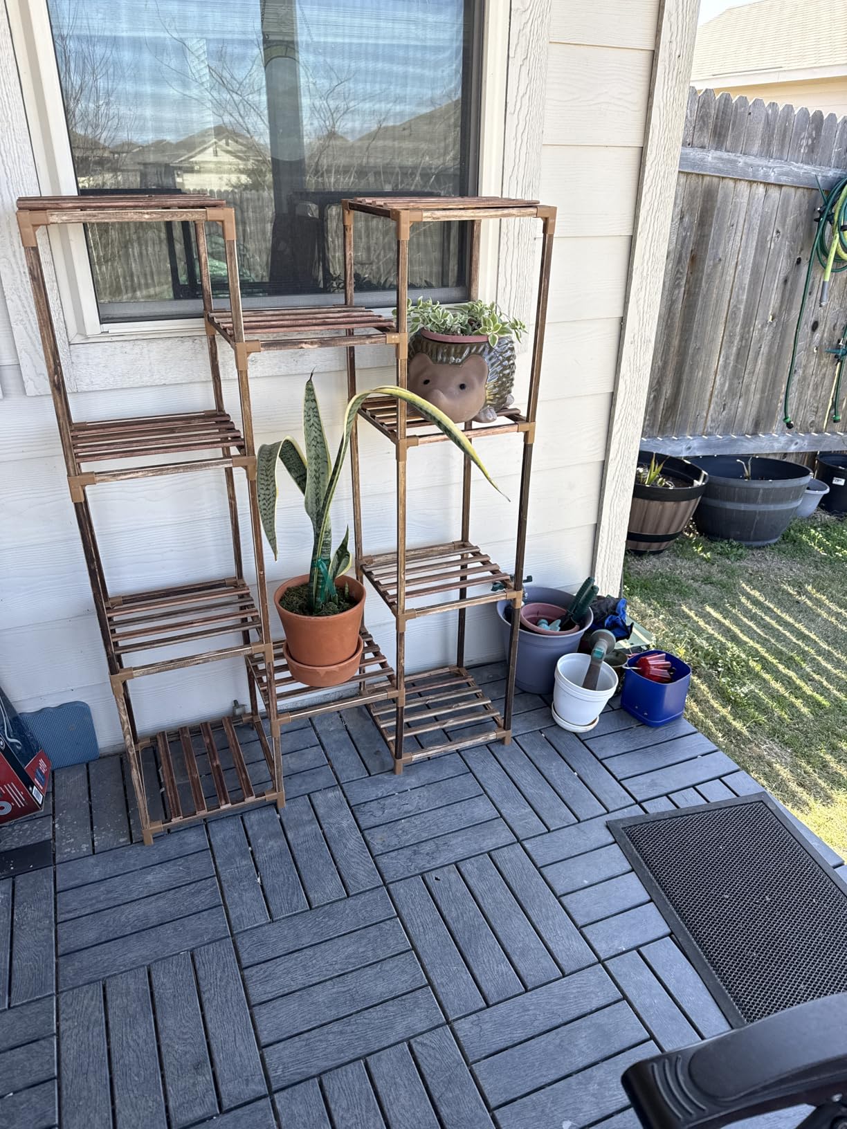 Uneedem Plant Stand Indoor Outdoor, Tall Plant Shelf for Multiple Plants, 10 tiers 11 Pot Large Plants Holder Rack Wood customer photo 2