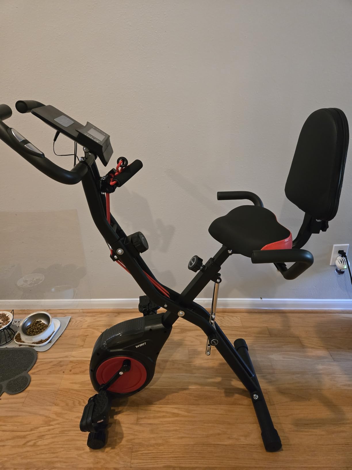 YYFITT 3-IN-1 Exercise Bike with Luminous Digits Display | Folding Stationary Bikes for Home Seniors | Compact Workout Bike with Fully Support Backrest - Wider Seat - 16 Level Magnetic Resistance customer photo 2