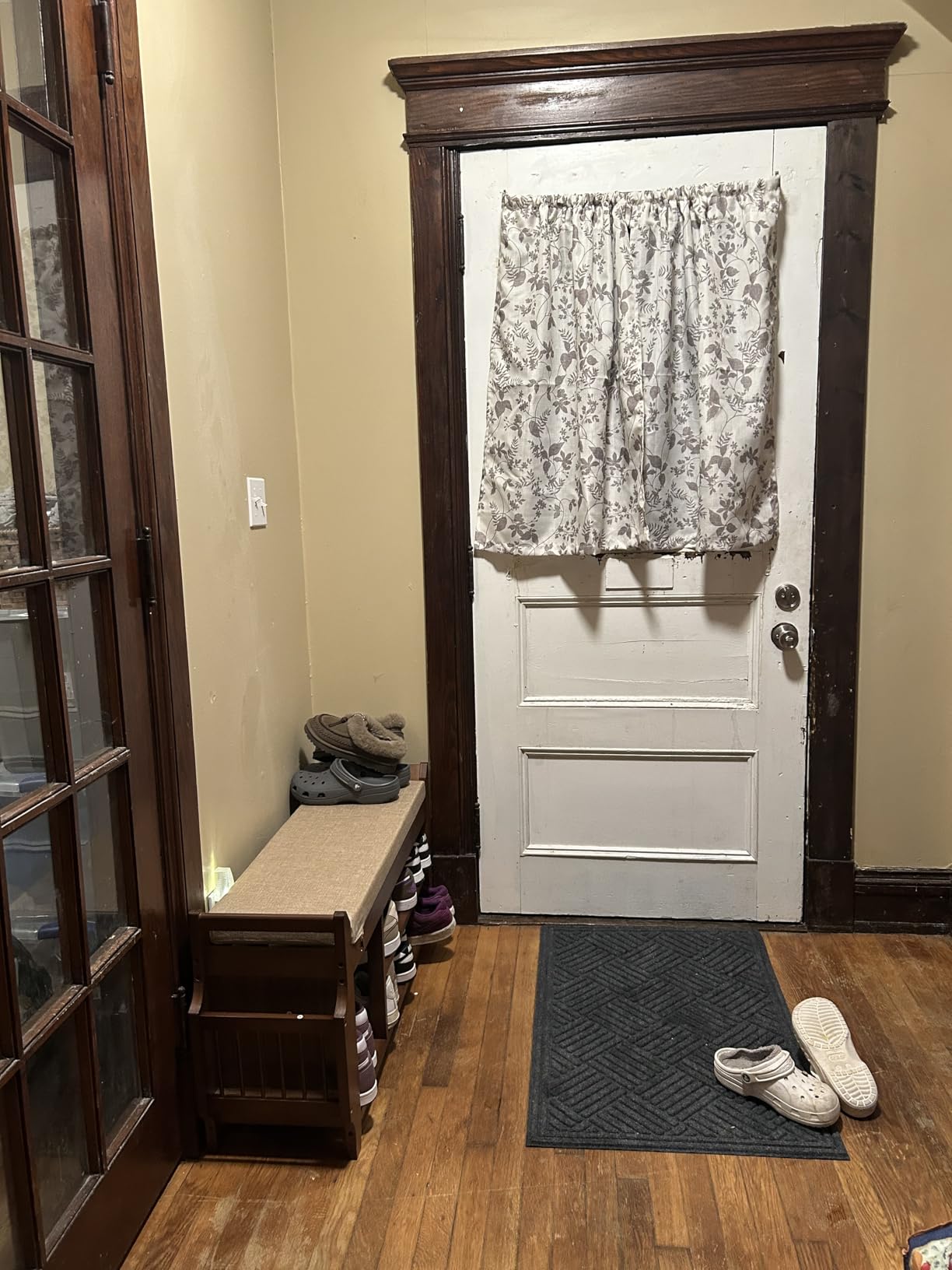 Shoe Bench with Hidden Drawer and Side Holder, 2 Tier Entryway Bench with Storage 39.4 in, Bamboo Shoe Rack with Cushion for Entryway Hallway Living Room Bedroom customer photo 1