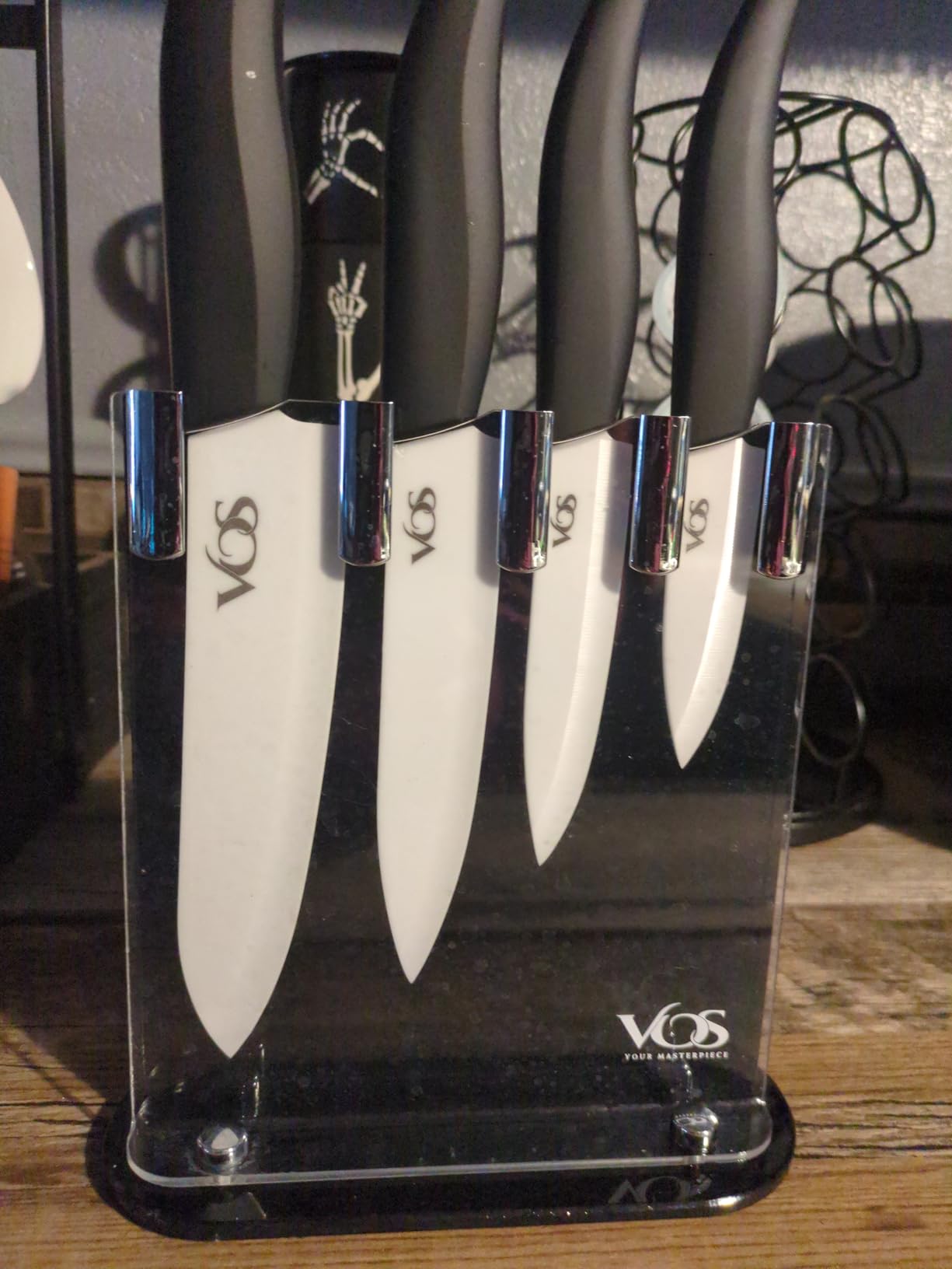 Vos Ceramic Knife Set in Elegant Gift Box, Ceramic Knives Set For Kitchen, Ultra Sharp Kitchen Knife Set with Covers, 4