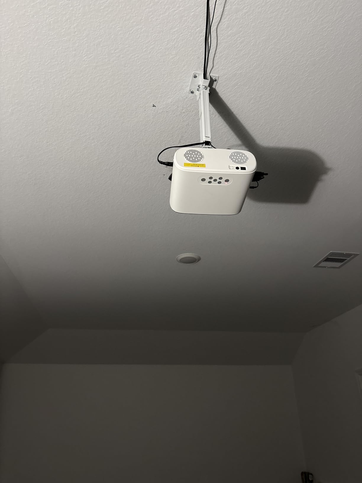 WALI Projector Mount Ceiling/Wall - Universal 3-in-1 Bracket with Extension Pole, Height Adjustable Holder for LCD/DLP Projectors, Supports up to 44lbs (PM-003-W), White customer photo 2